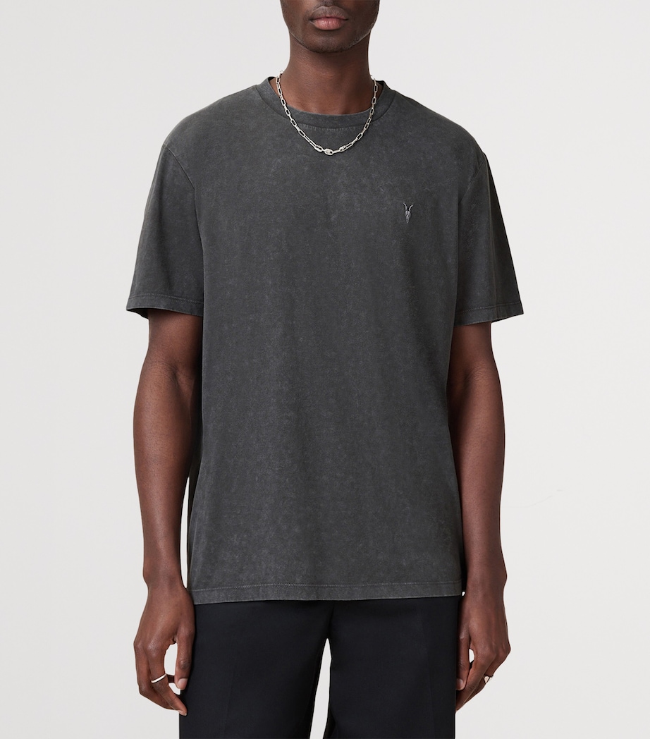 AllSaints Mens Organic Cotton Saka T-Shirt Washed Black Image 5