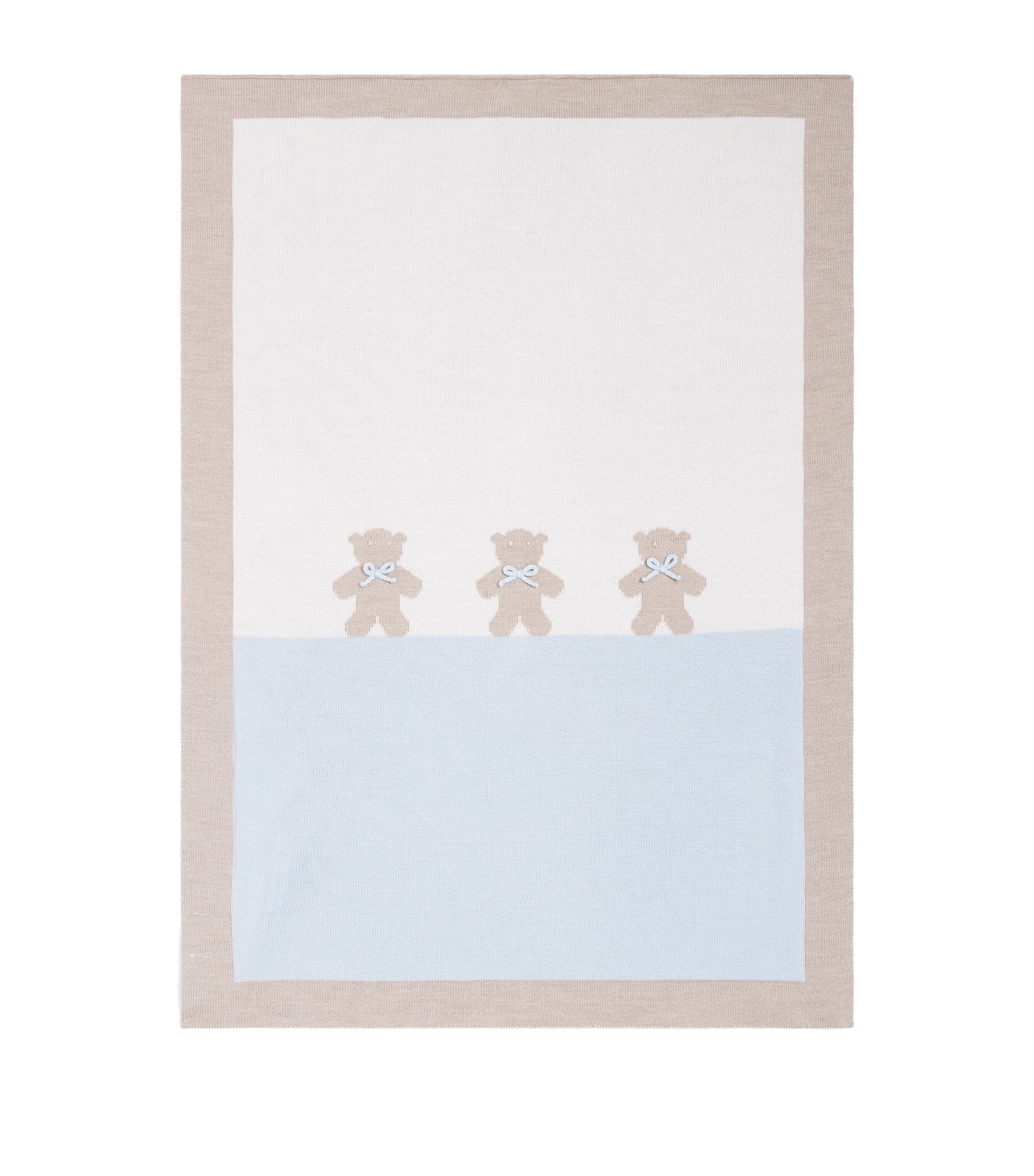 Bimbalo Wool Bear Blanket Off White/blue Image 1