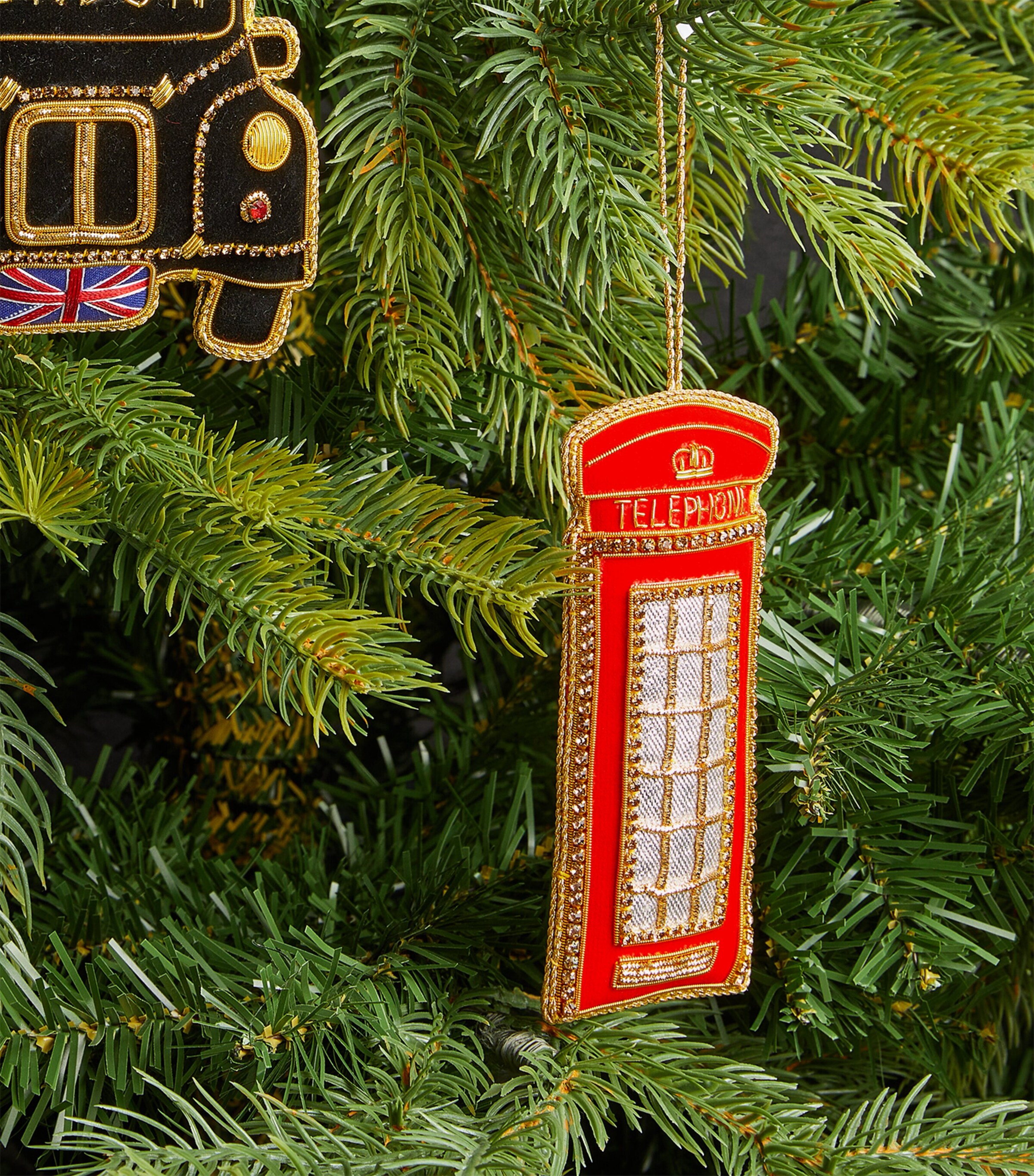 Tinker Tailor Crystal-Trim Telephone Box Tree Decoration Red/gold Image 2