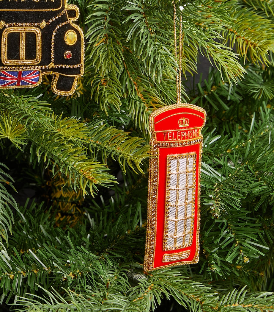 Crystal-Trim Telephone Box Tree Decoration RED/GOLD Image 2