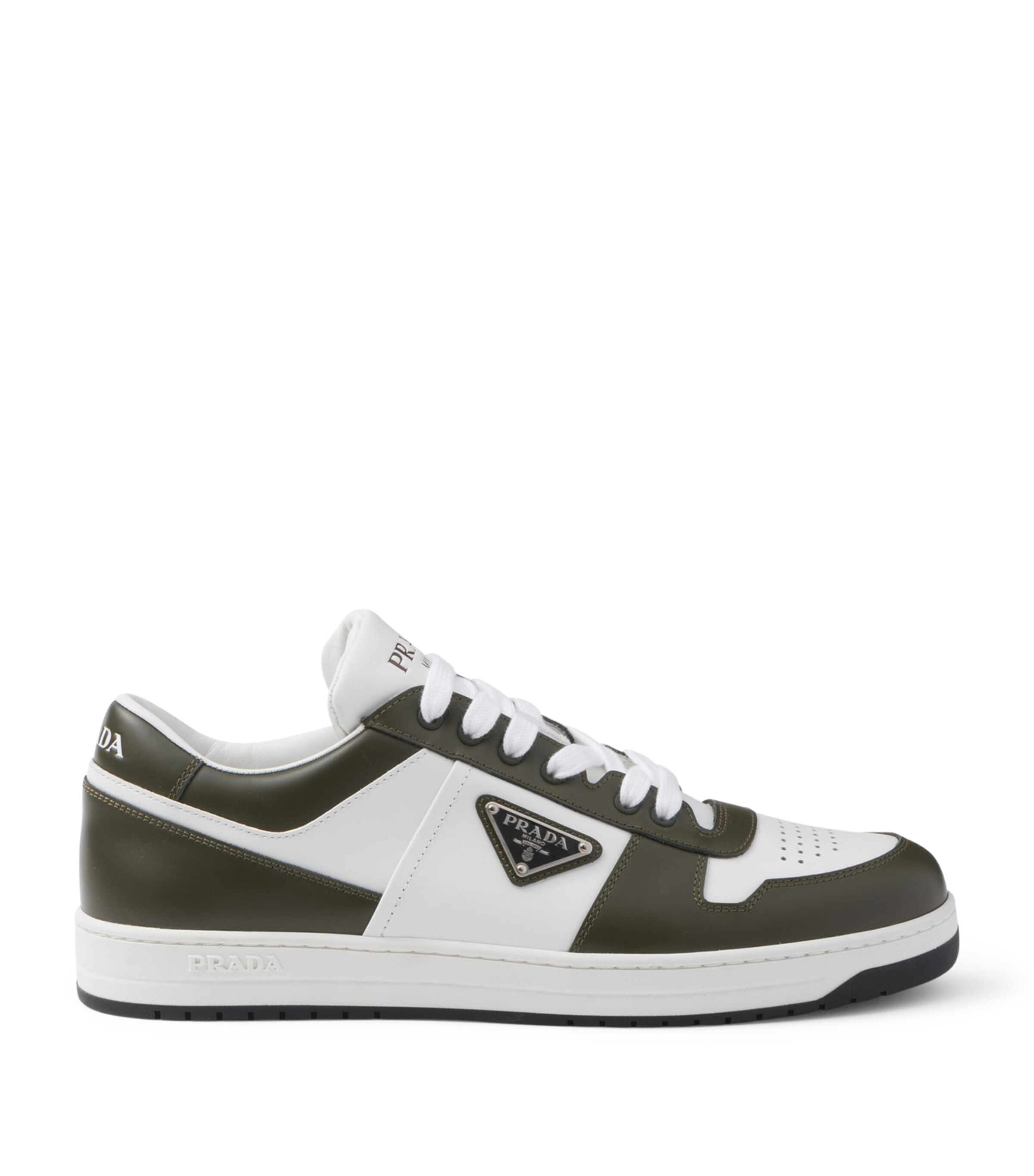 Prada White Leather Downtown Sneakers | Harrods UK
