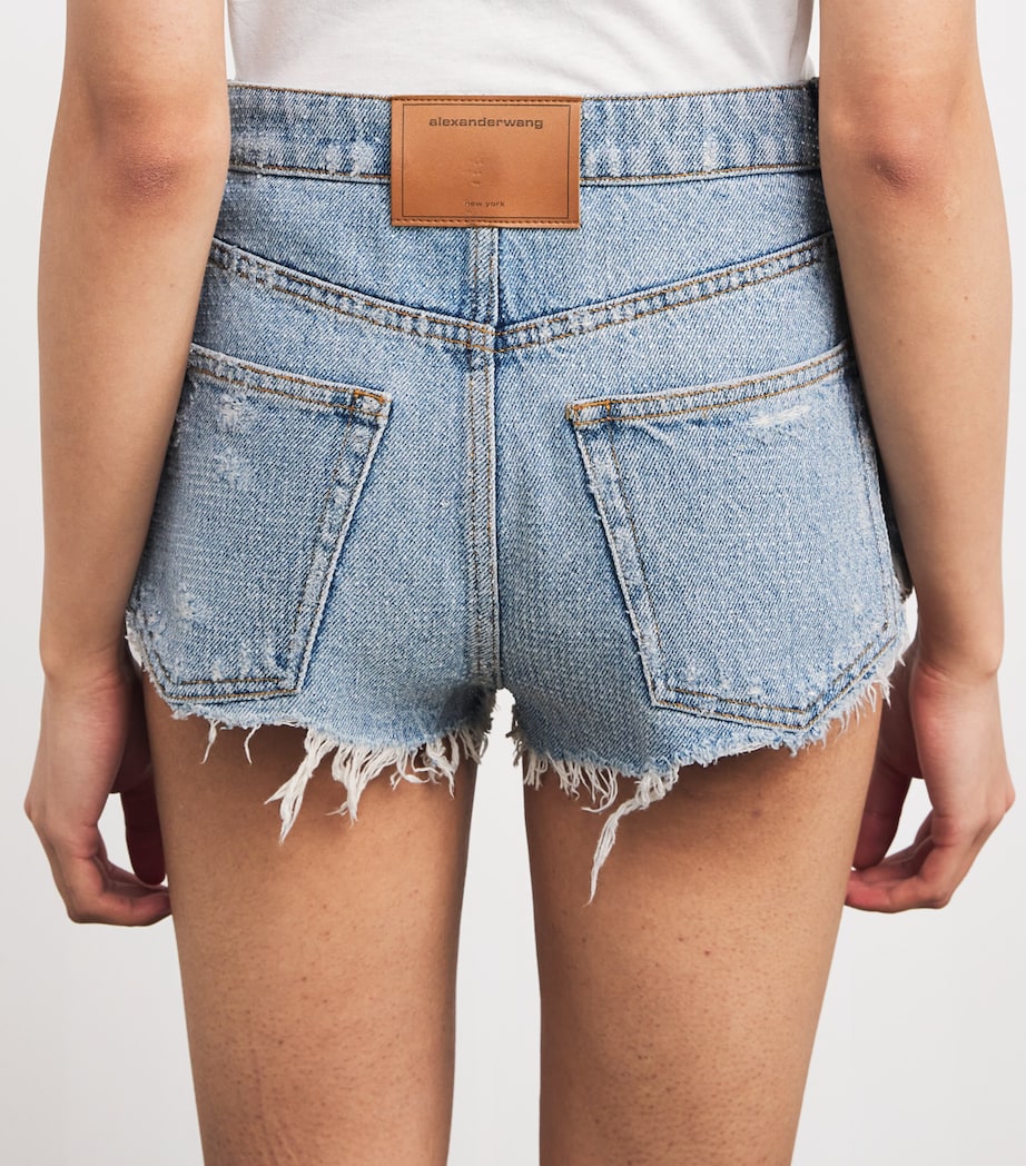 Alexander Wang Womens Denim Hotfix Distressed Shorts Powder Blue Image 6