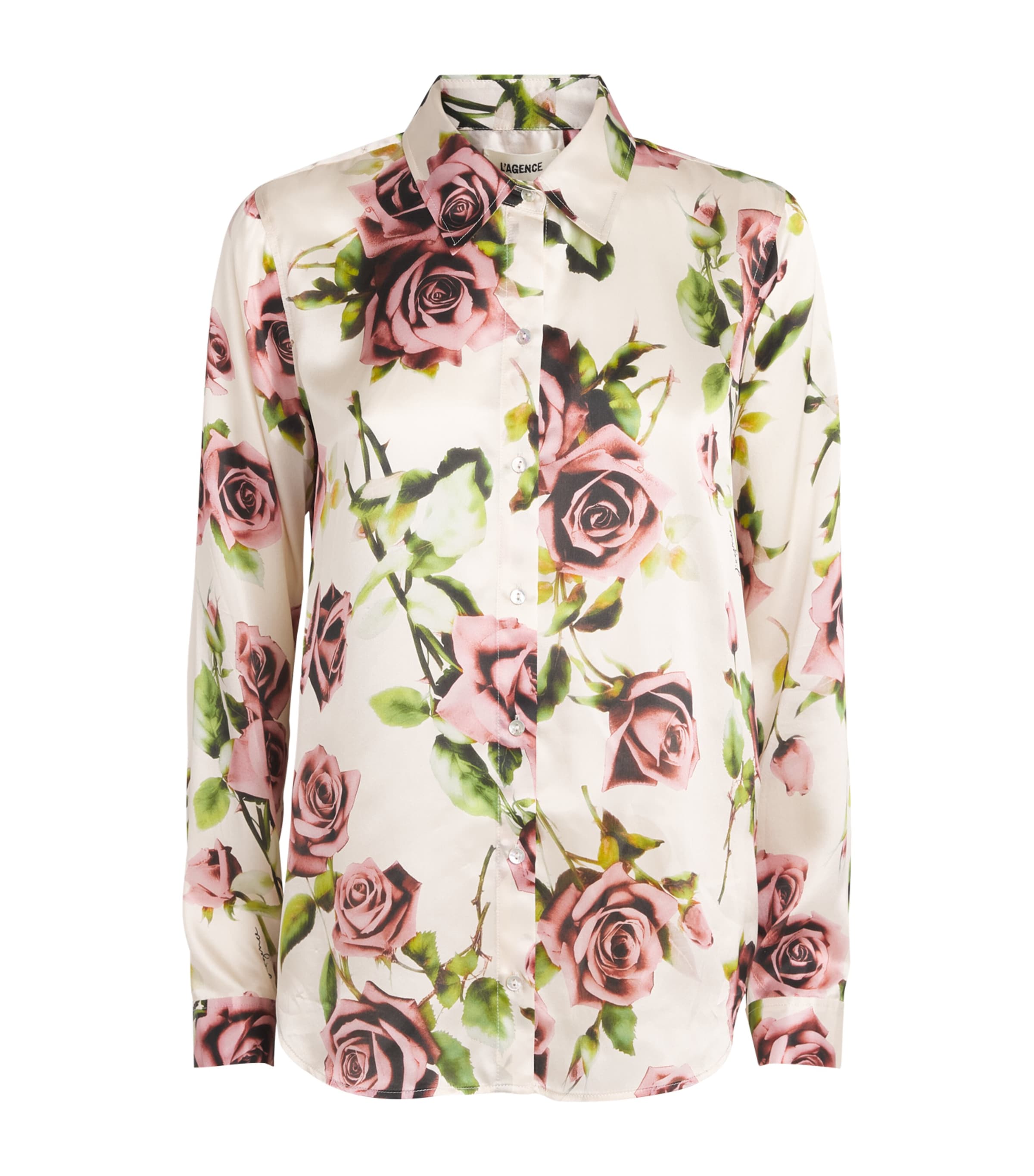 L'Agence Womens Silk Floral Tyler Shirt Emr Ecr/mv Rmntc Rse Image 1