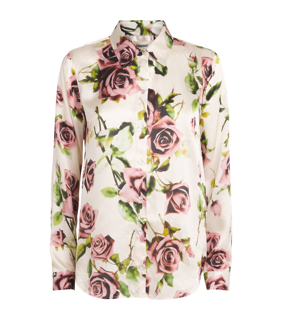 L'Agence Womens Silk Floral Tyler Shirt Emr Ecr/mv Rmntc Rse Image 1