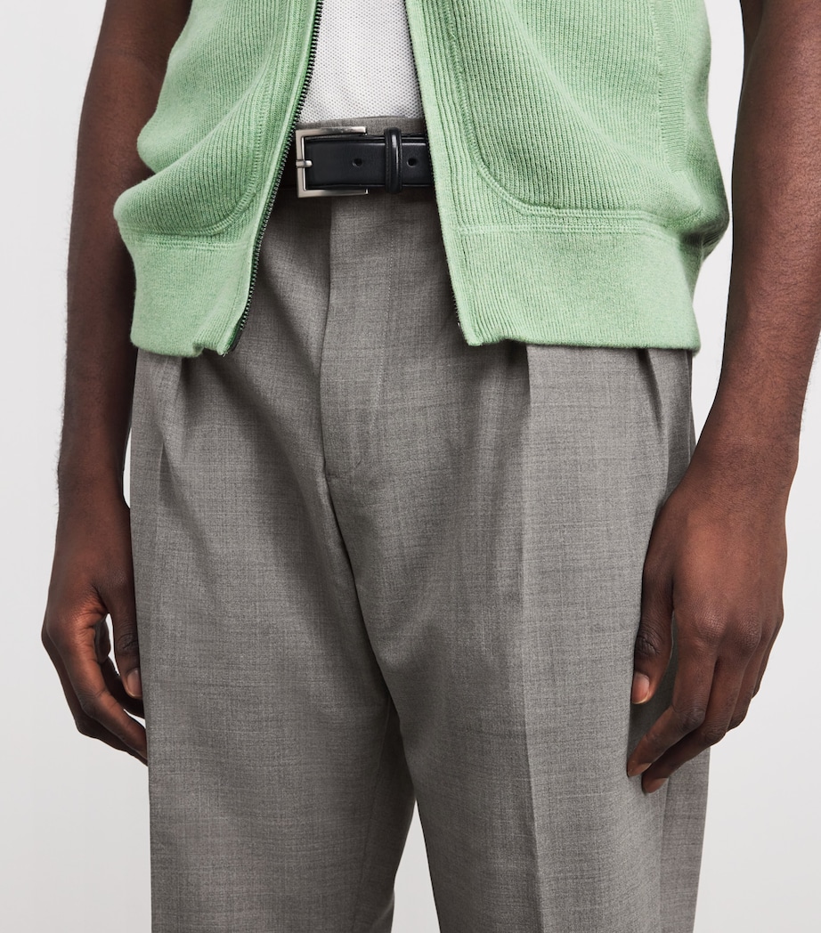 Wool-Blend Slim Trousers GREY Image 6