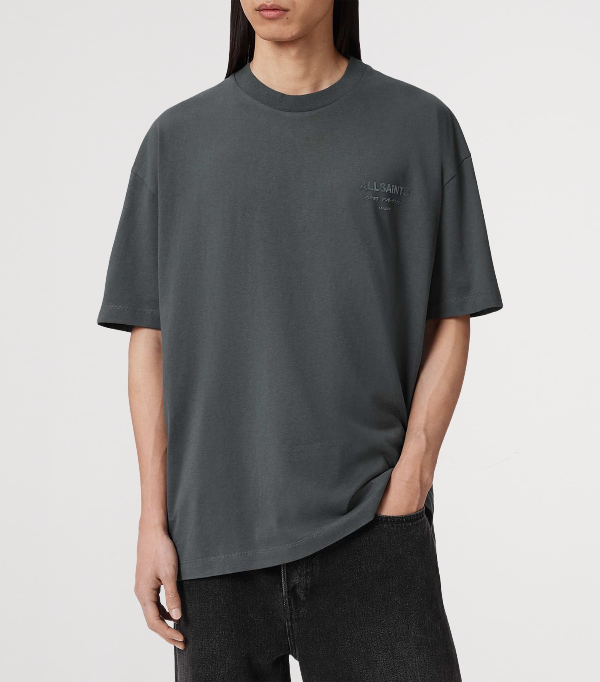 AllSaints Mens Organic Cotton Xander T-Shirt Dark Steel Blue Image 3