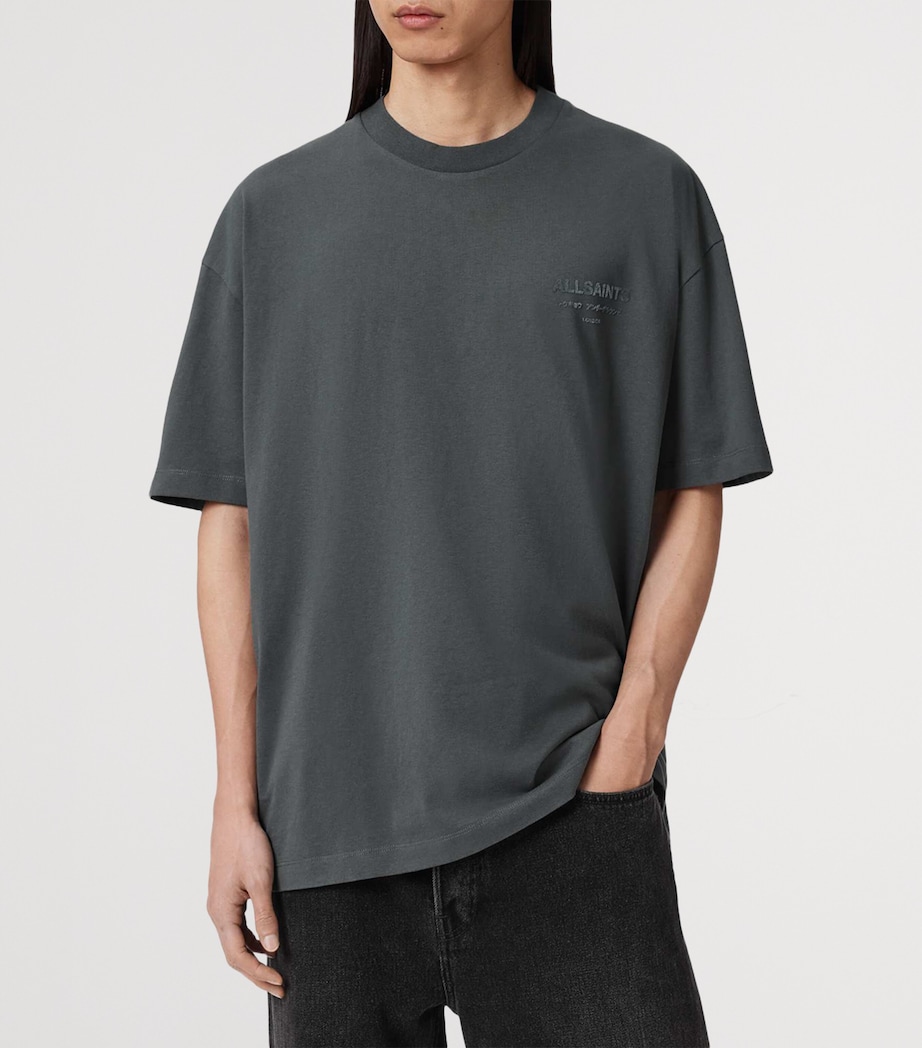 AllSaints Mens Organic Cotton Xander T-Shirt Dark Steel Blue Image 3
