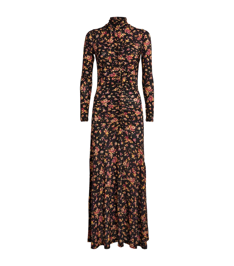 Ulla Johnson Womens Gathered Floral Midi Dress Noir Floral Image 1