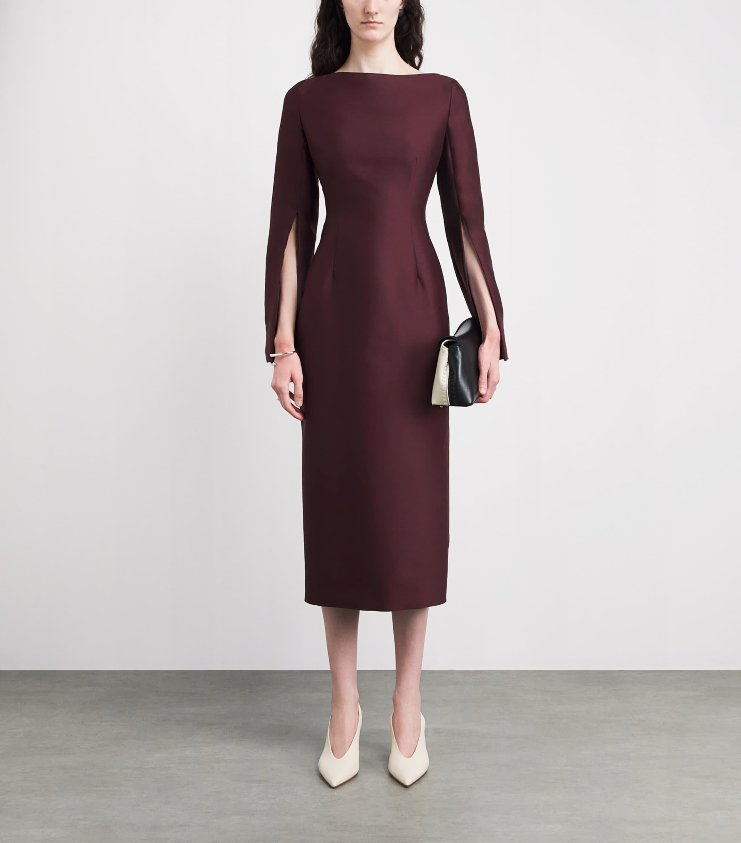 Adam Lippes Womens Wool-Silk Talitha Midi Dress Aubergine Image 2