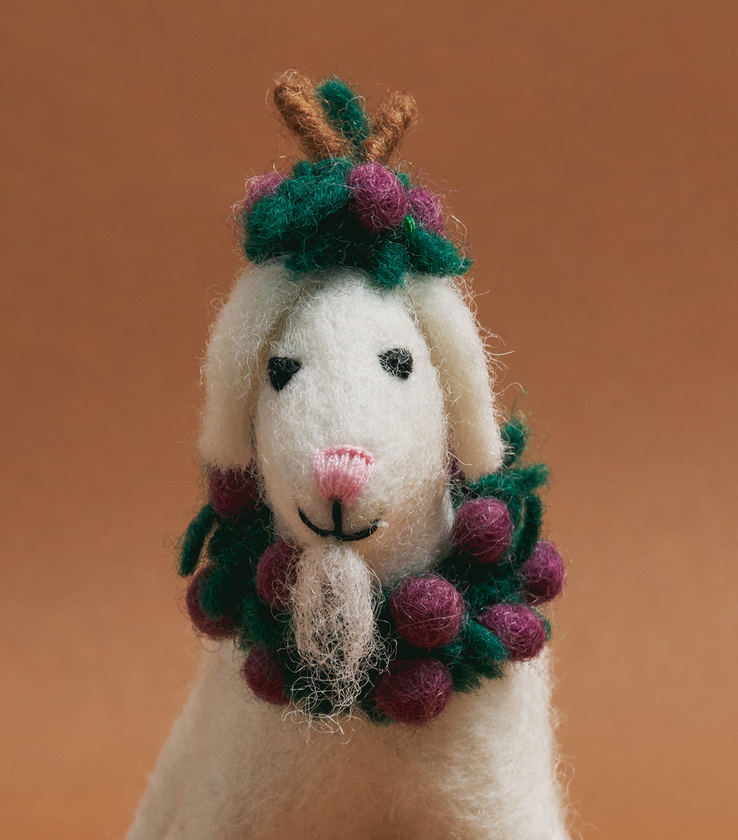 Harrods Goat Tree Decoration White, Green & Plum Image 2