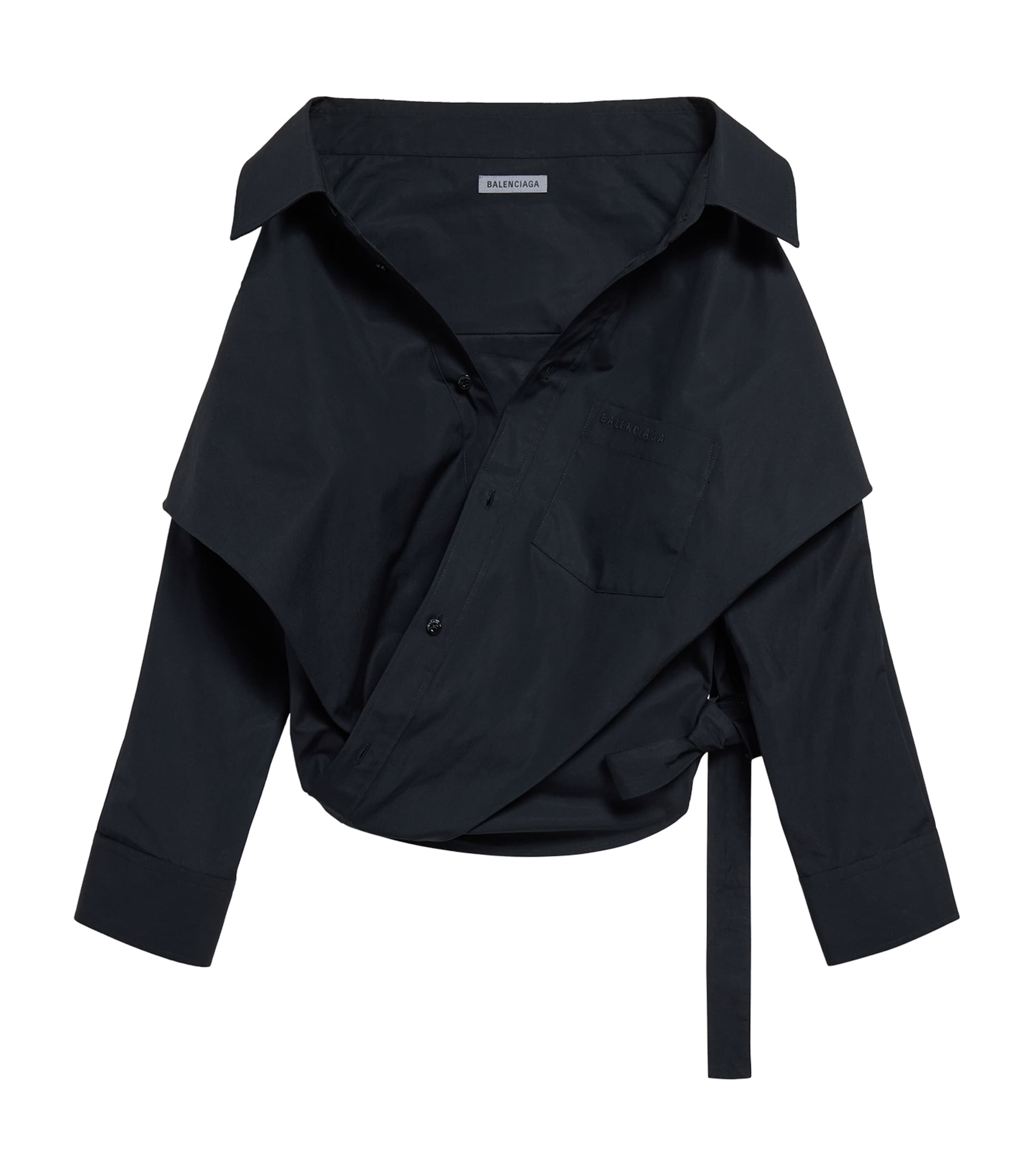 Balenciaga Womens Cotton Off-The-Shoulder Asymmetric Shirt Image 1