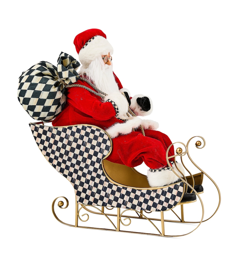 MacKenzie-Childs Classic Courtly Santa in Sleigh Ornament Red Image 1