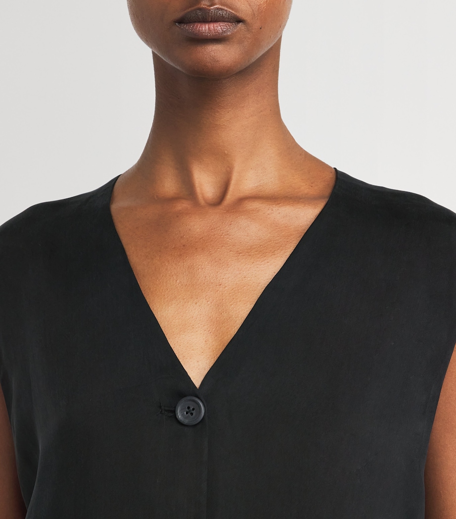 Sanded Buttoned Sleeveless Top B01 BLACK Image 6