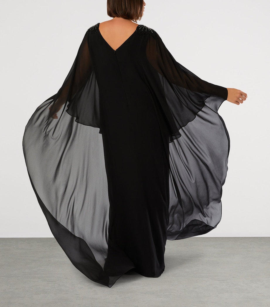 Marina Rinaldi Womens Embellished Caped Gown Black Image 5