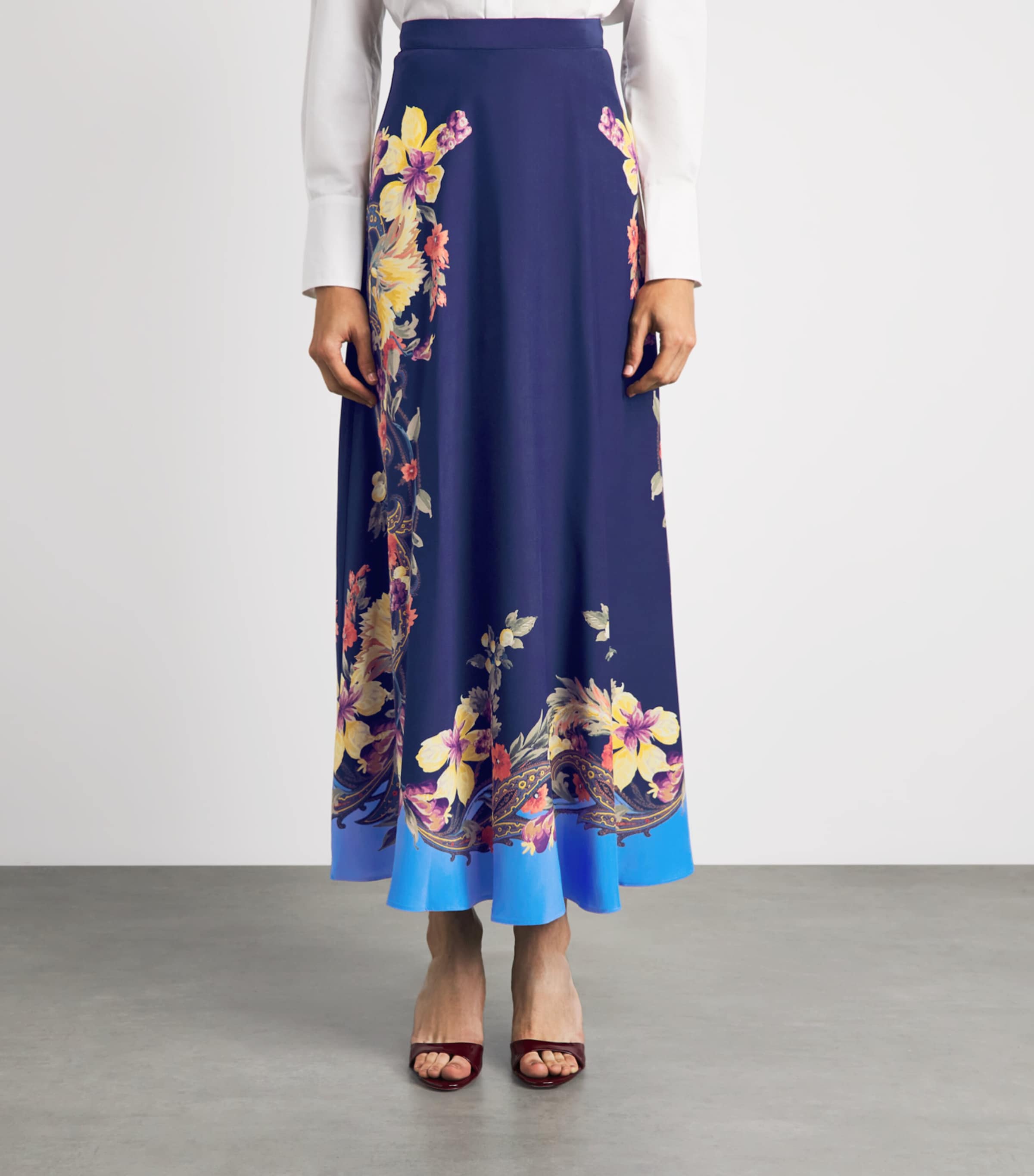 Etro Womens Silk Floral Paisley Print Maxi Skirt Print/blue Bs Image 4