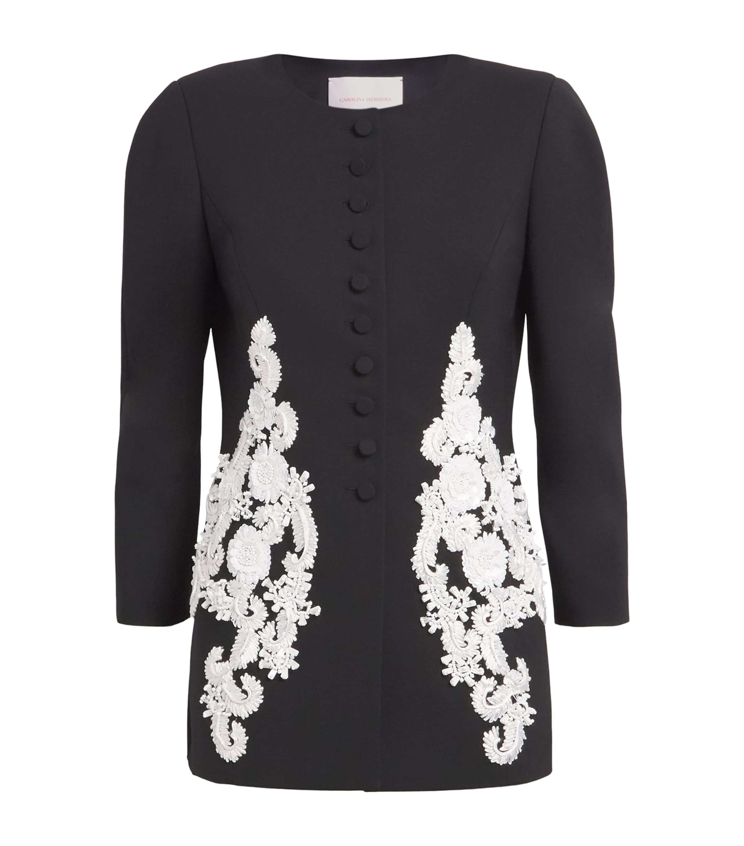 Carolina Herrera Floral Embroidered Wool Jacket