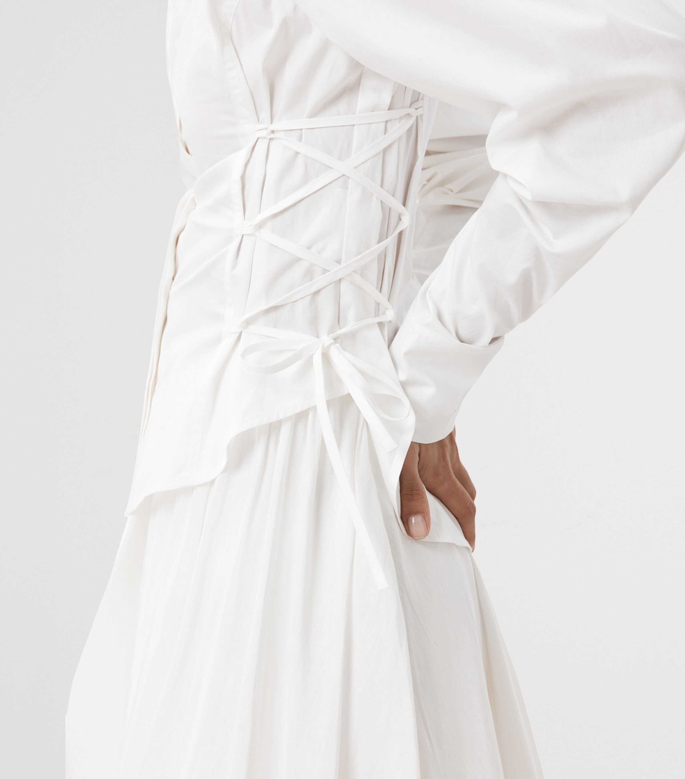 AllSaints Womens Organic Cotton Lace-Up Evanna Shirt Optic White Image 7