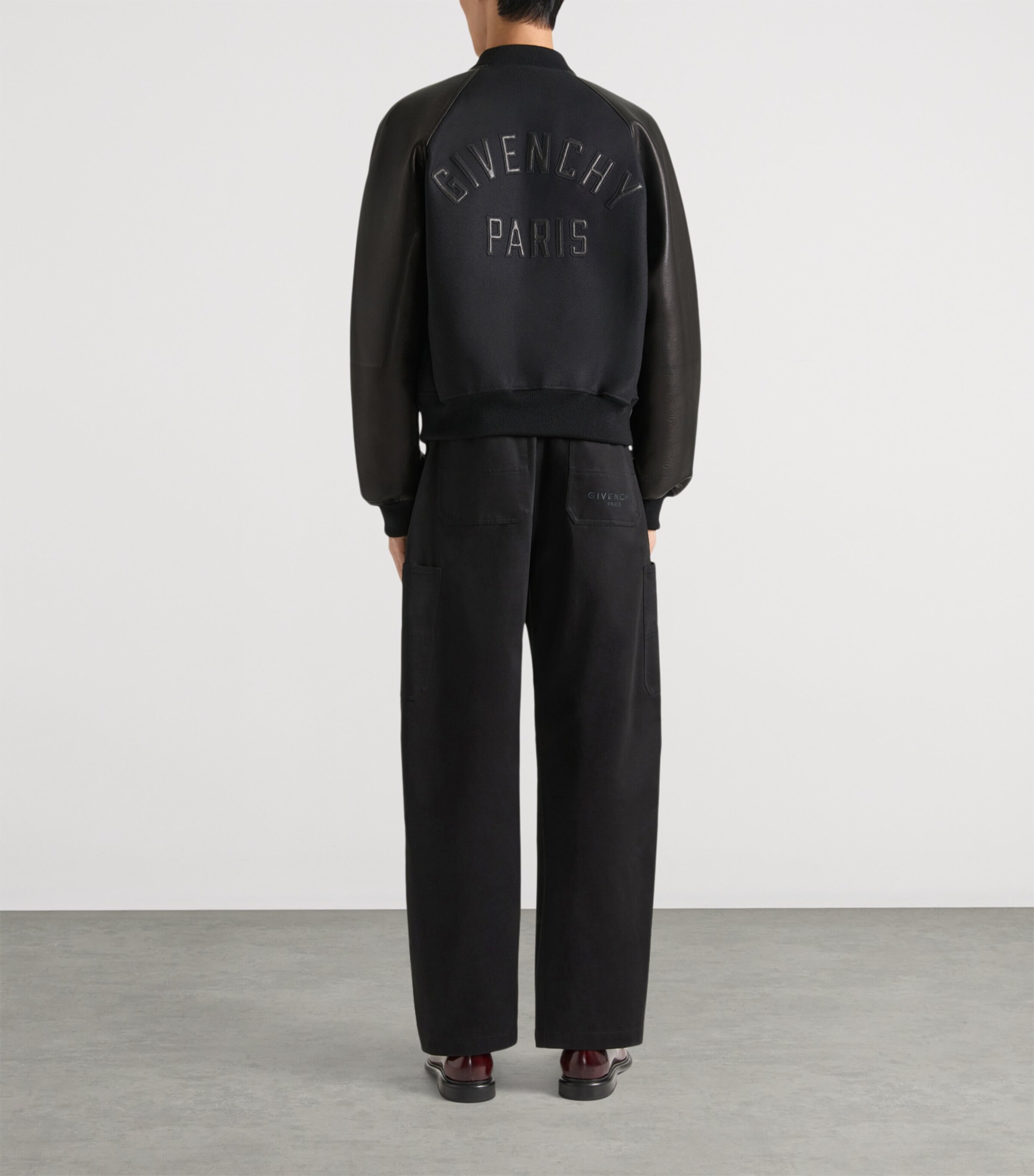 Wool Lambskin-Trim Bomber Jacket BLACK Image 3