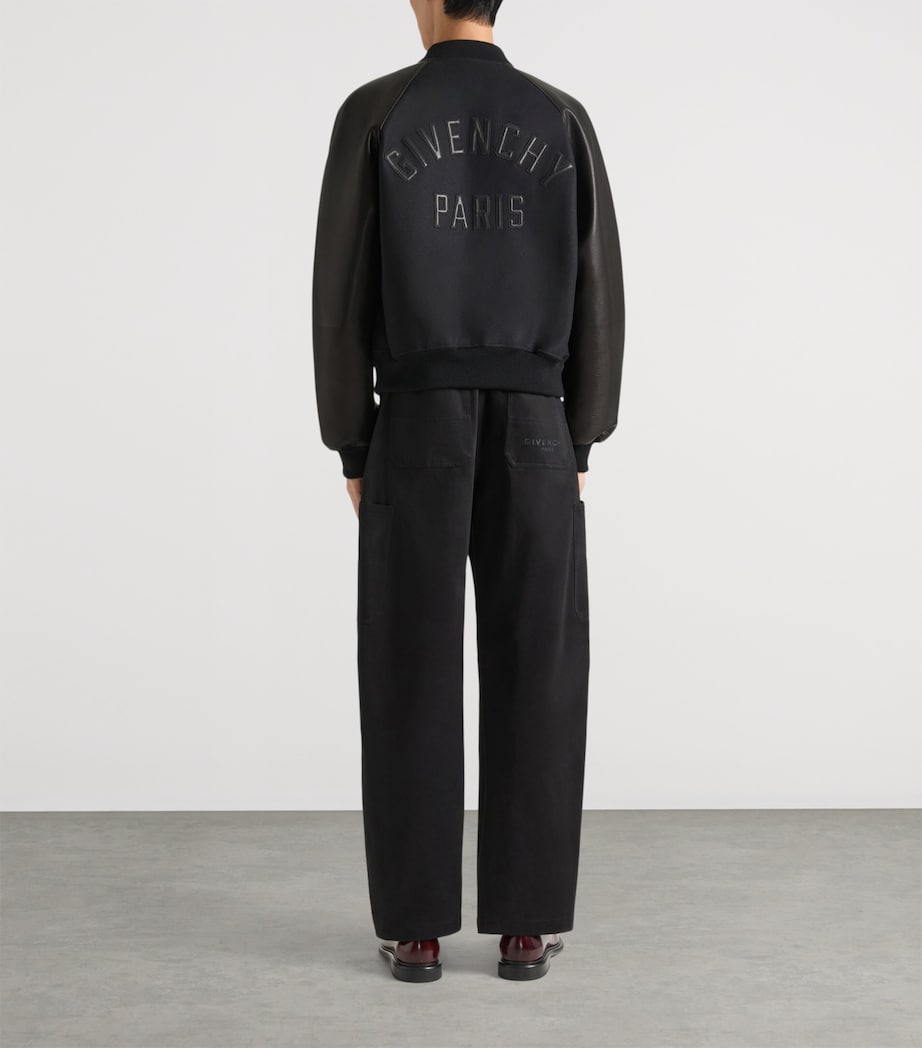 Wool Lambskin-Trim Bomber Jacket BLACK Image 3