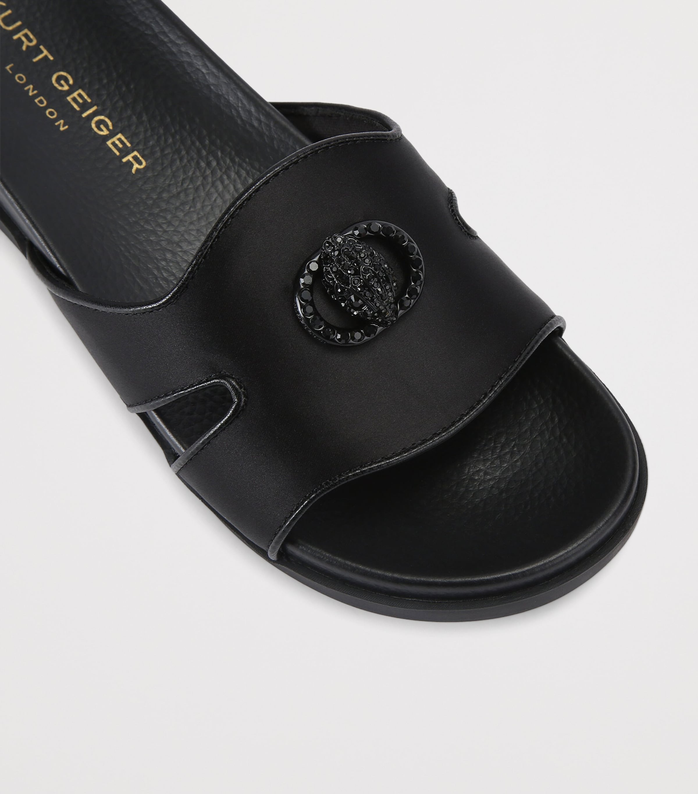 Kurt Geiger London Satin Cut-Out Chelsea Slides Black Image 2