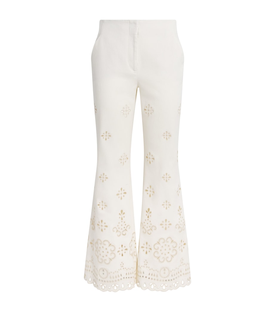 Veronica Beard Womens Eyelet Komi Wide-Leg Jeans Dove Image 1