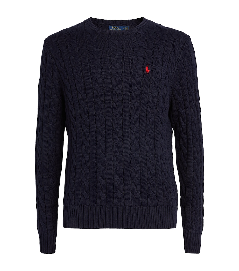 Cotton Cable-Knit Sweater BLUE Image 1