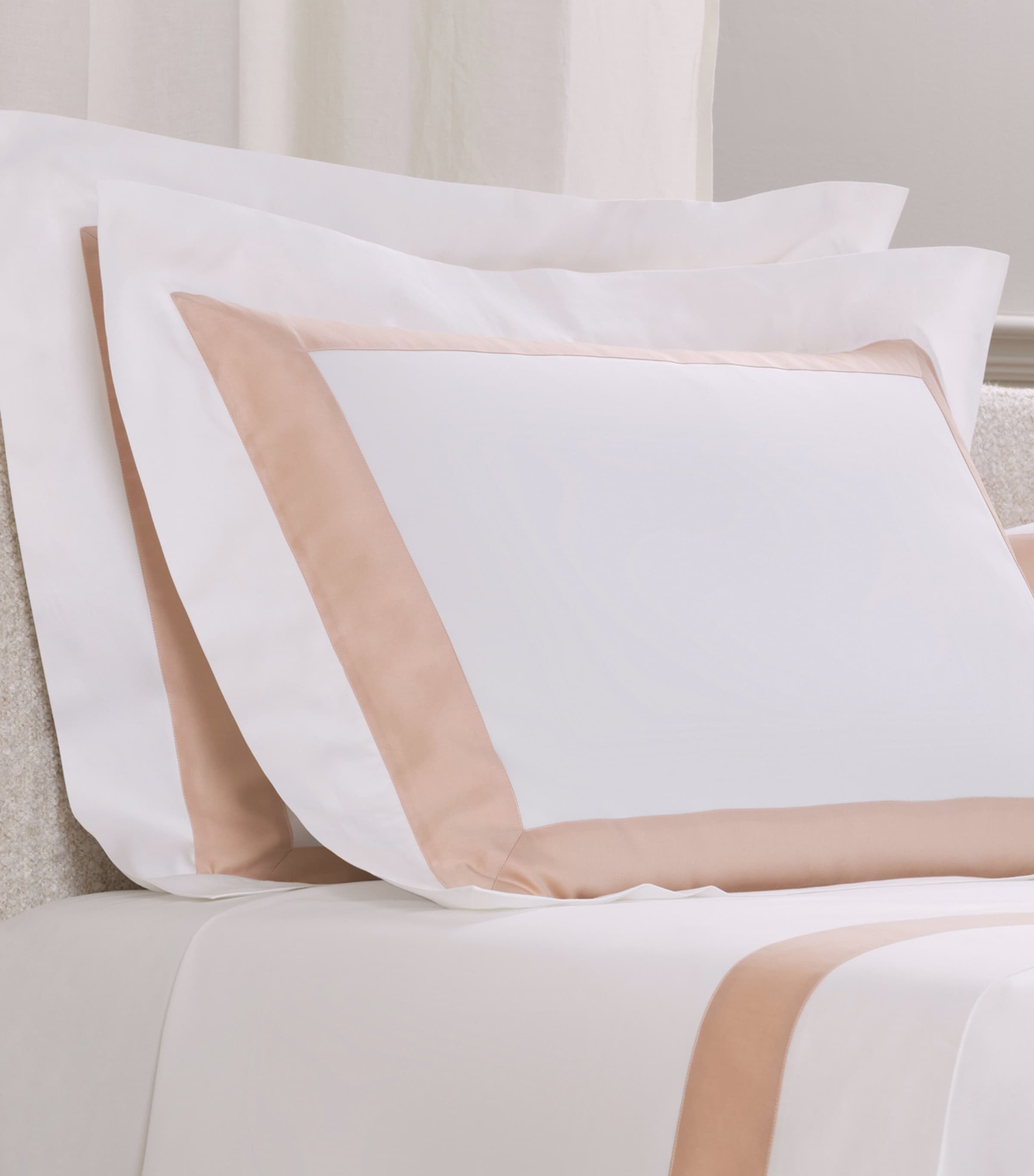 Frette Cotton Breeze Border Standard Pillowcase (50cm x 80cm) Milk/misty Bl Image 3