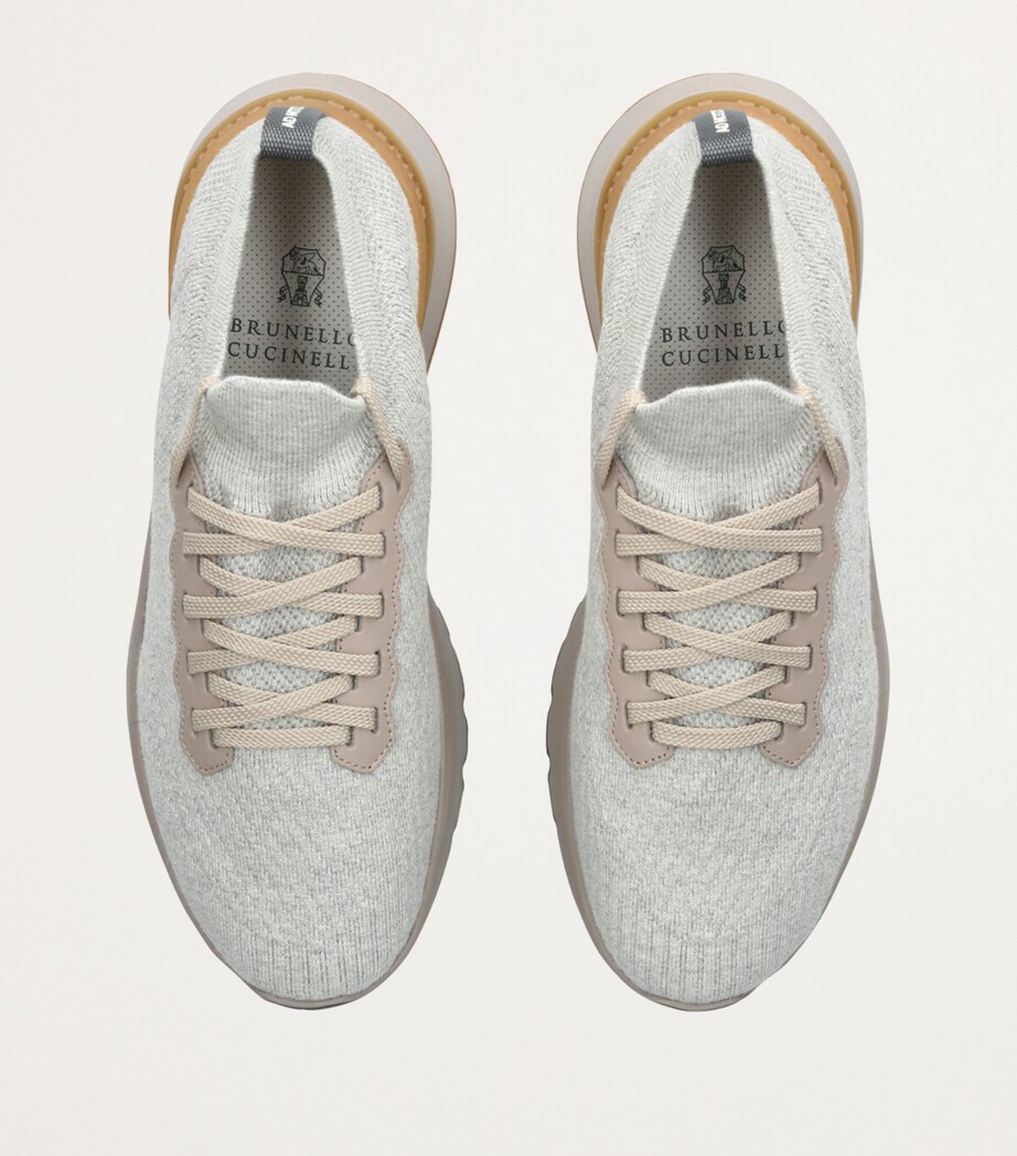 Brunello Cucinelli T-Sole Chiné-Knit Sneakers Grey/light Image 4