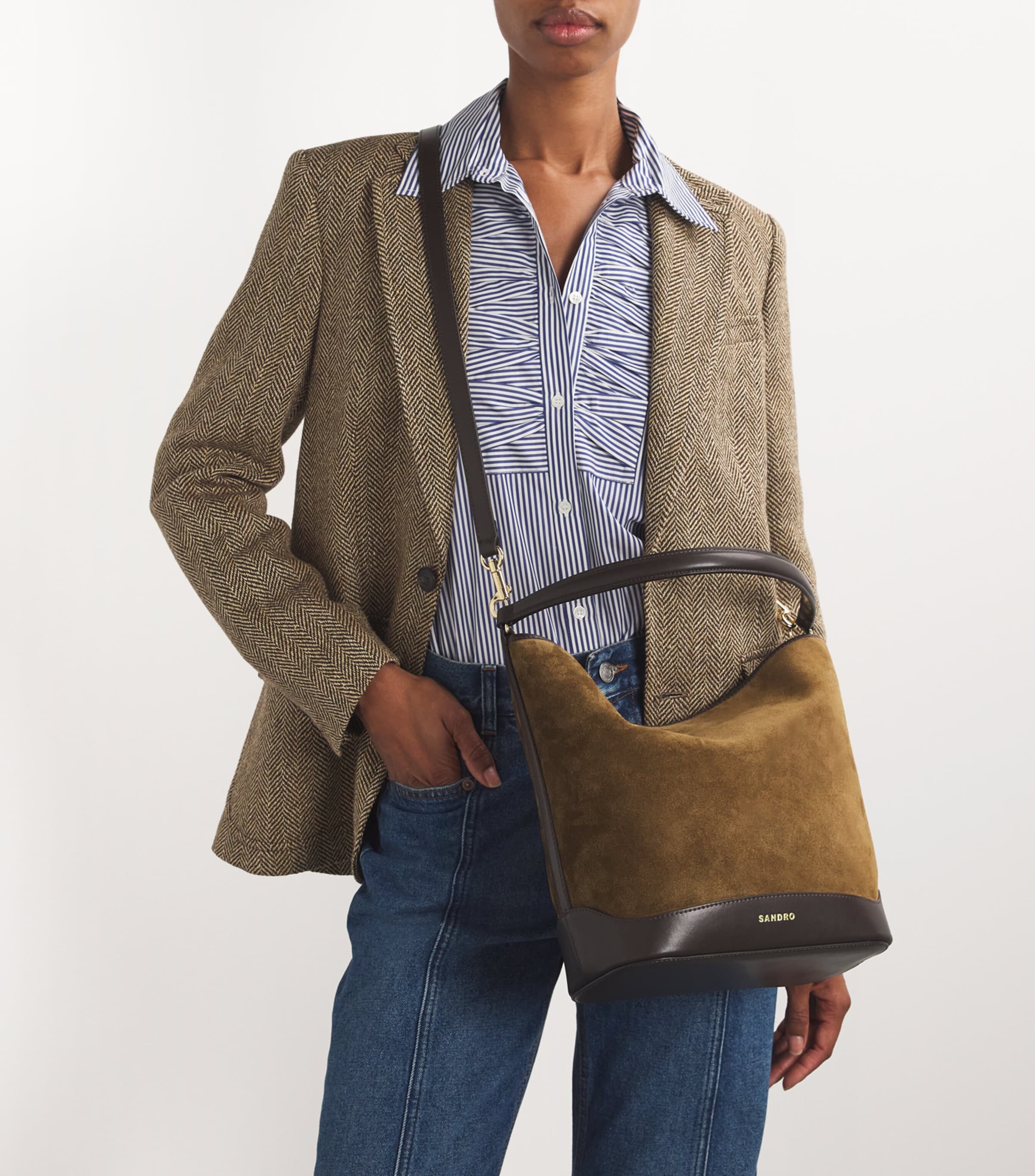 Suede-Leather Bucket Bag CAMEL Image 2