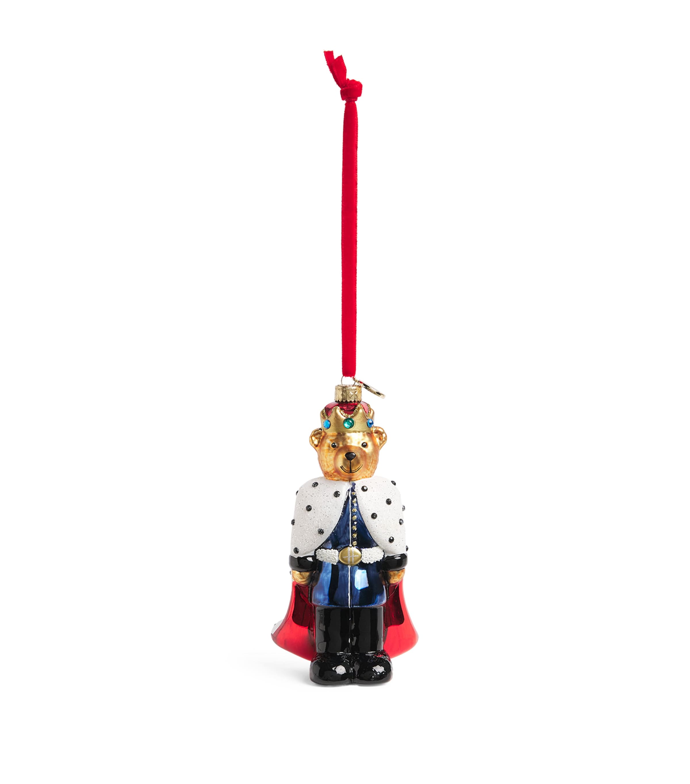 Harrods King Bear Tree Decoration Brown/red Image 1