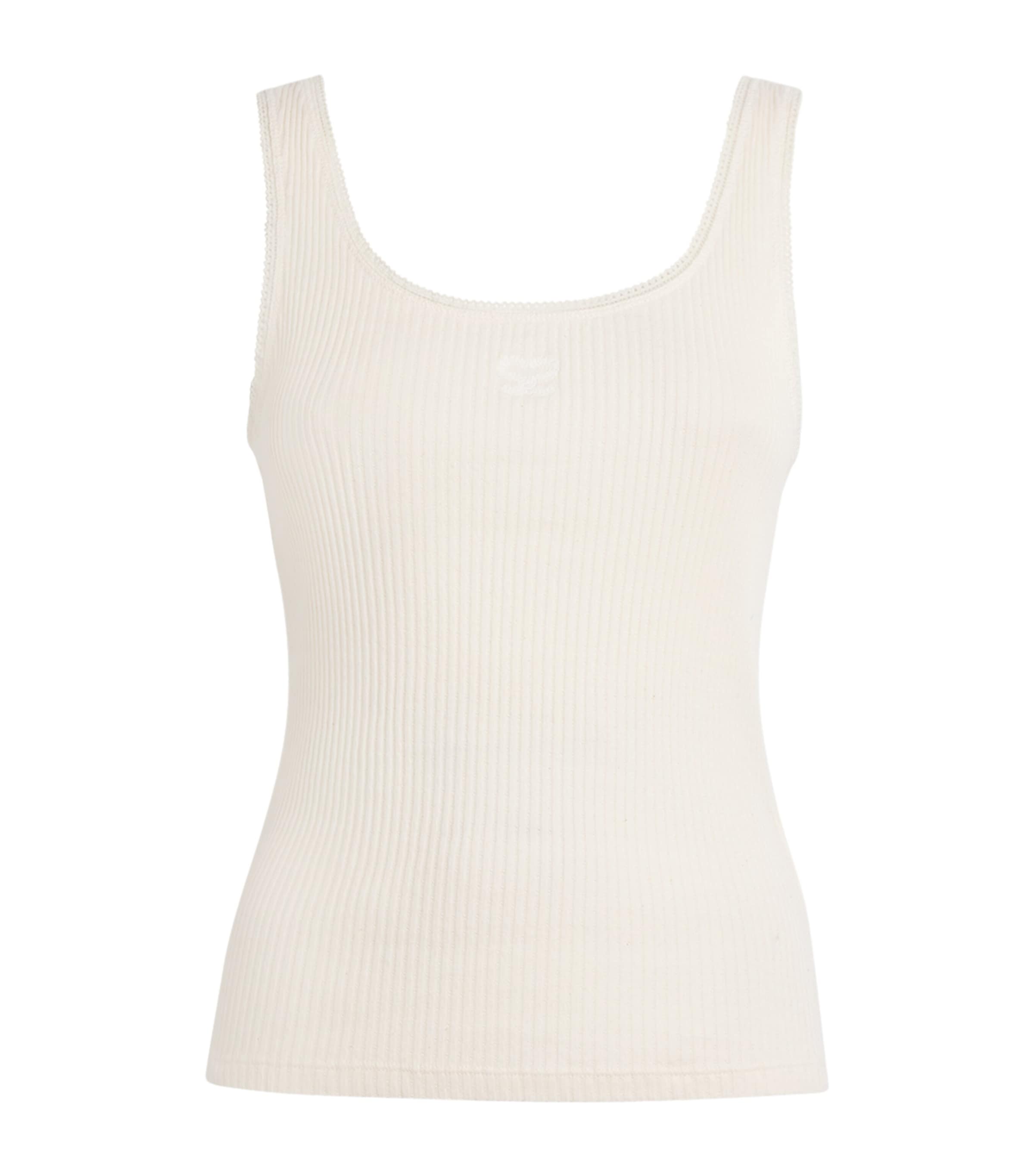 Sandro Cotton Ribbed Tank Top In Beige
