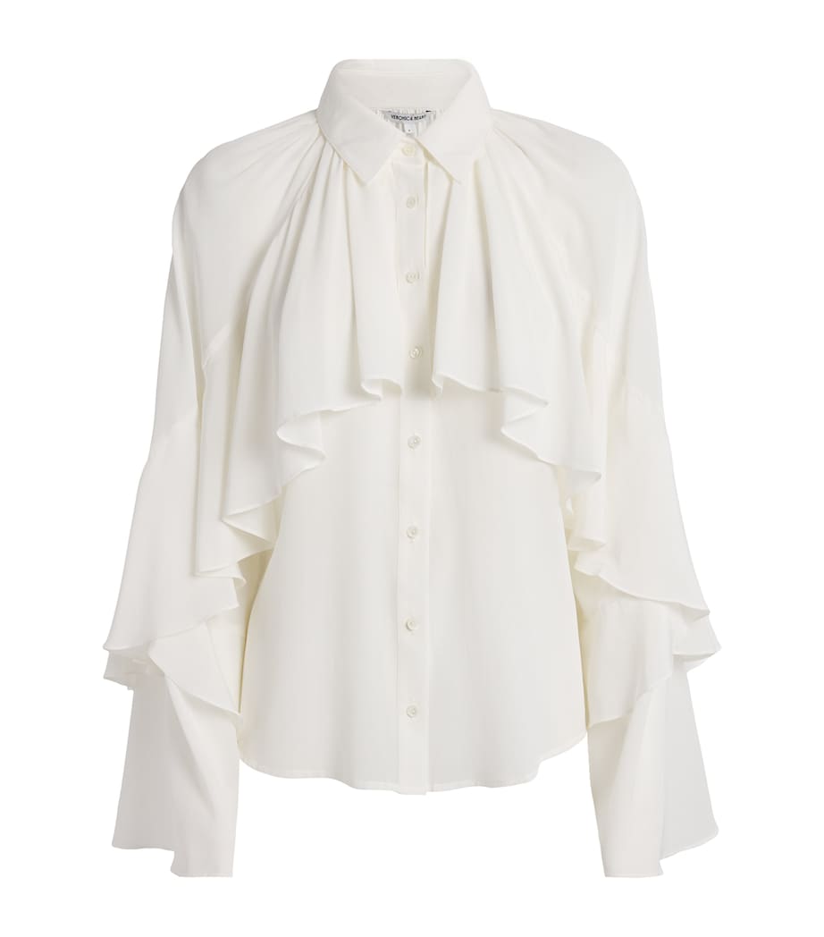 Silk Ruffle Demaris Blouse DOVE Image 1