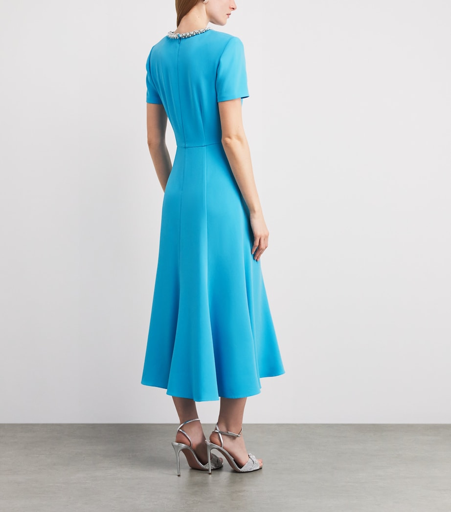 Roland Mouret Womens Pearl-Neck Midi Dress Dark Topaz Image 4