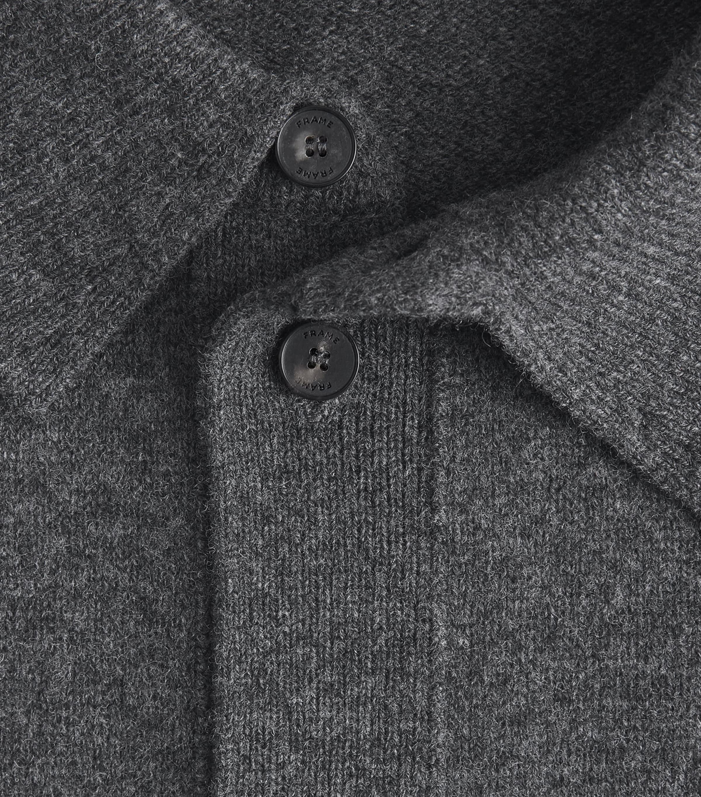 FRAME Mens Wool Collar Cardigan Dkgr Dark Grey Image 6