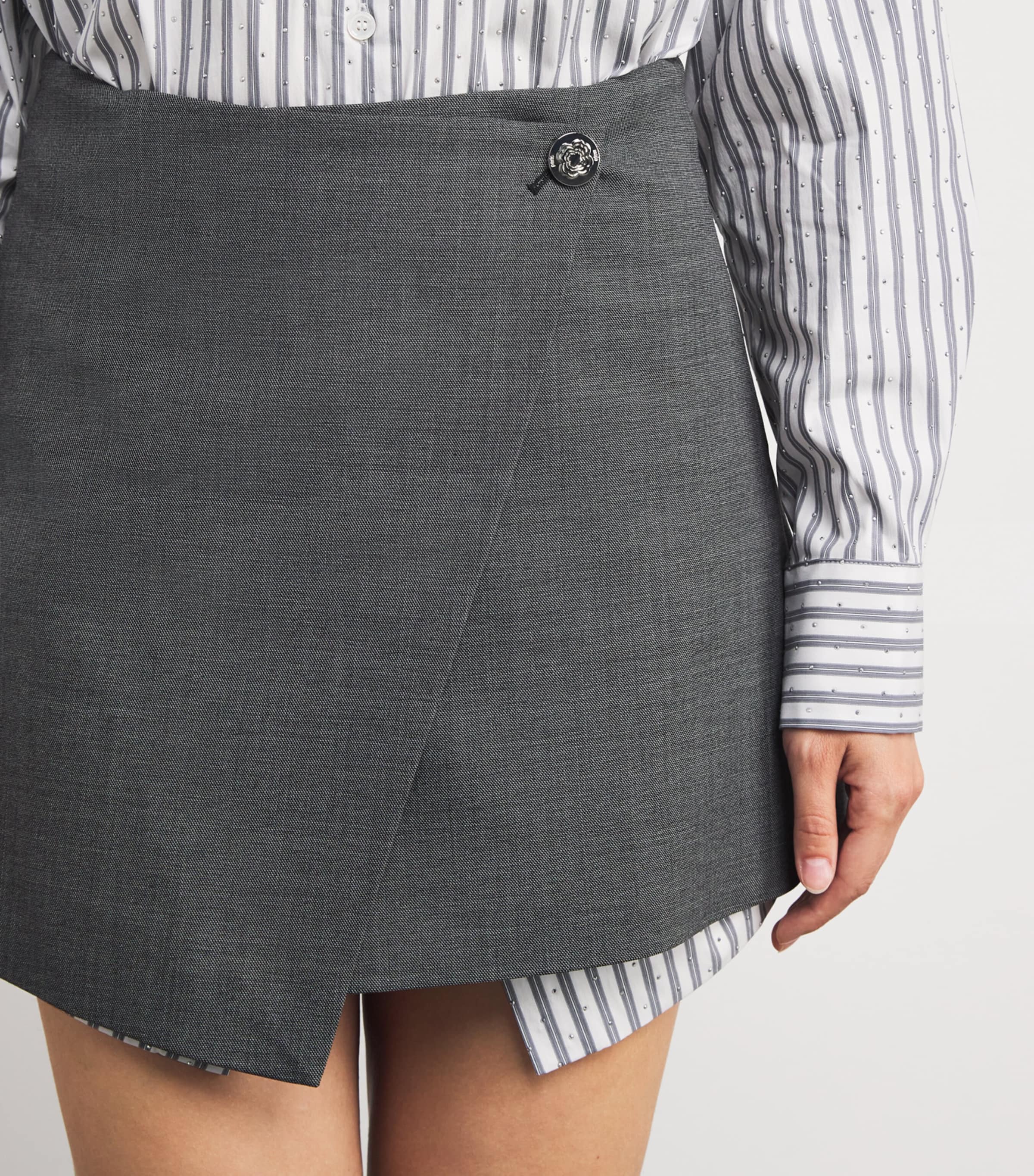 Stripe Shirt-Skirt Hybrid Mini Dress ECRU STRIPES Image 6