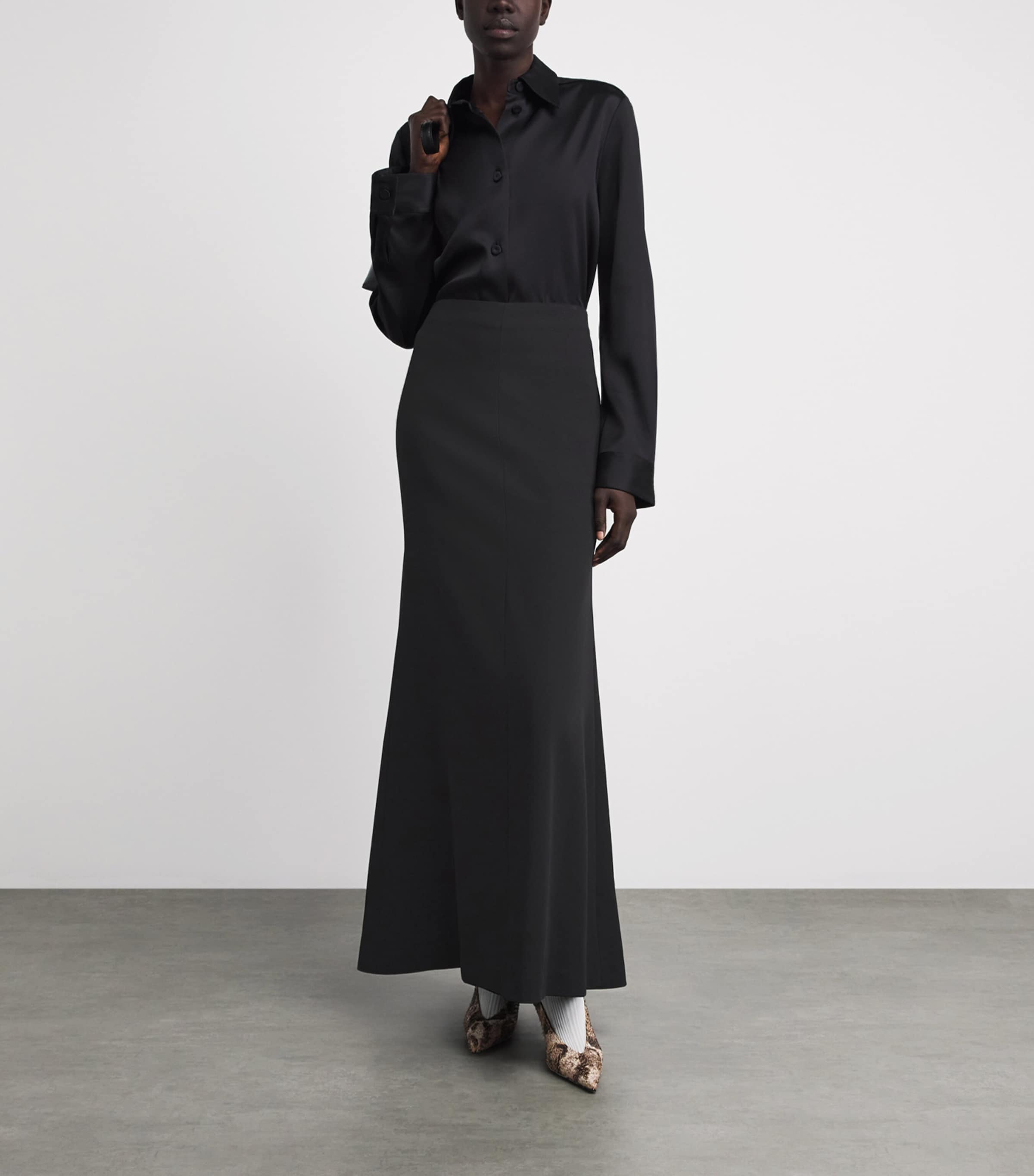 Jil Sander Womens Back Split Maxi Skirt Black Image 2