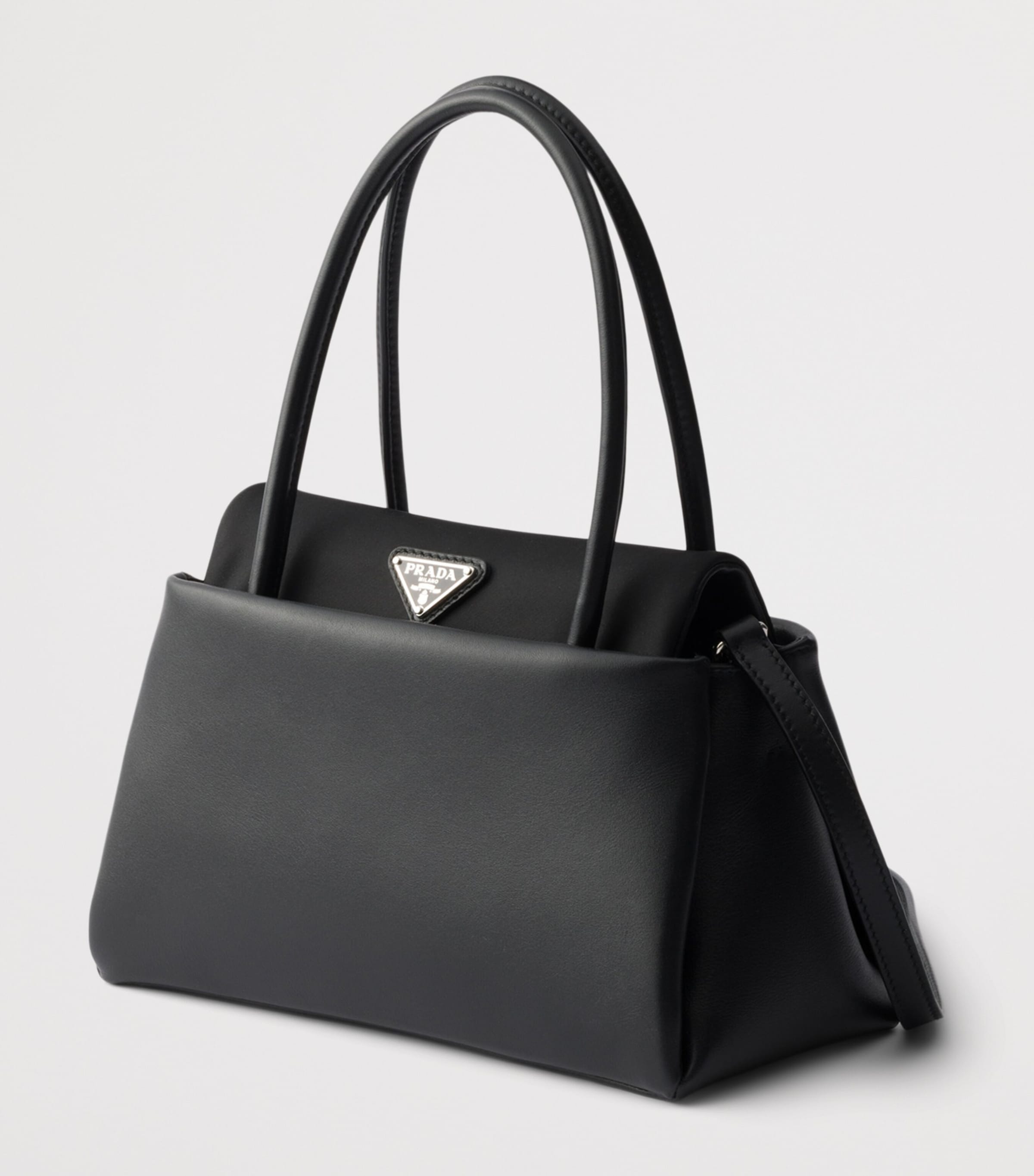 Prada Small Leather Passage Top-Handle Bag Black Image 2