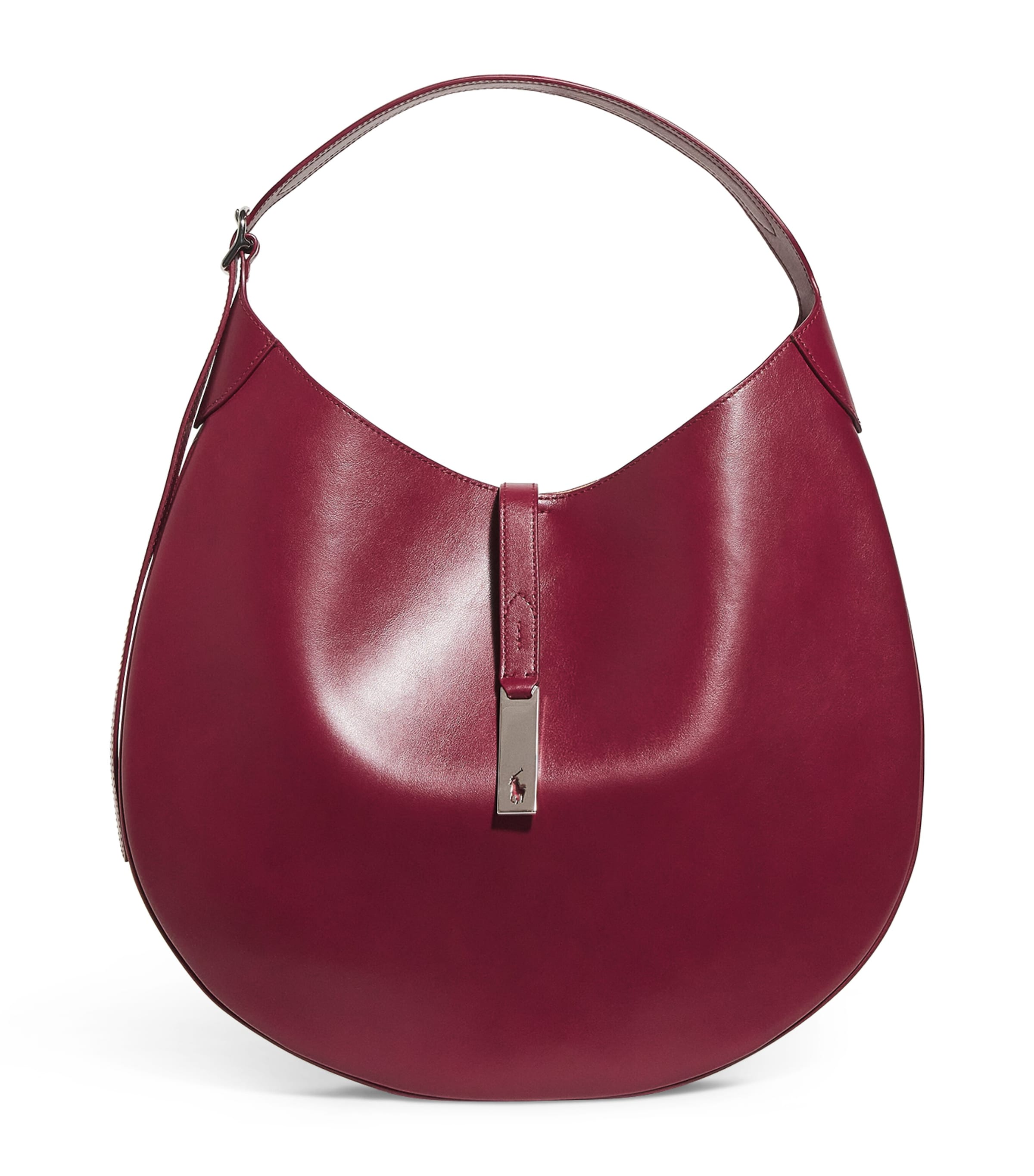 Polo Ralph Lauren Medium Leather Id Shoulder Bag In Burgundy