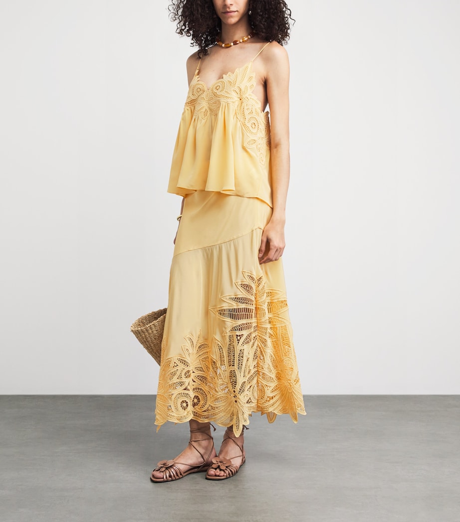 Ulla Johnson Womens Silk Embroidered Rosie Top Dandelion Image 2