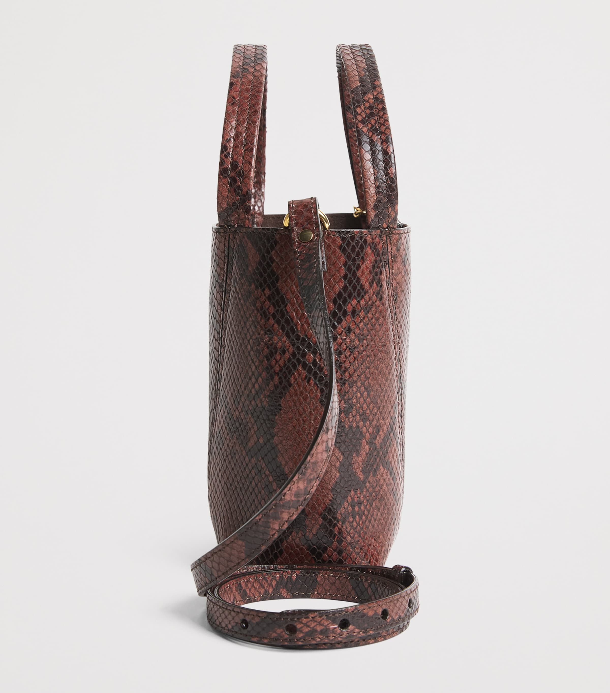 Chloé Small Snakeskin-Effect Spin Tote Bag Rosewood Image 3