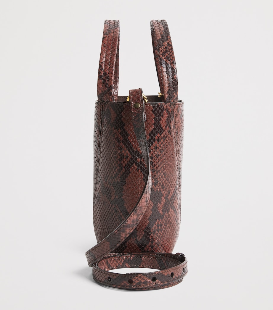 Chloé Small Snakeskin-Effect Spin Tote Bag Rosewood Image 3