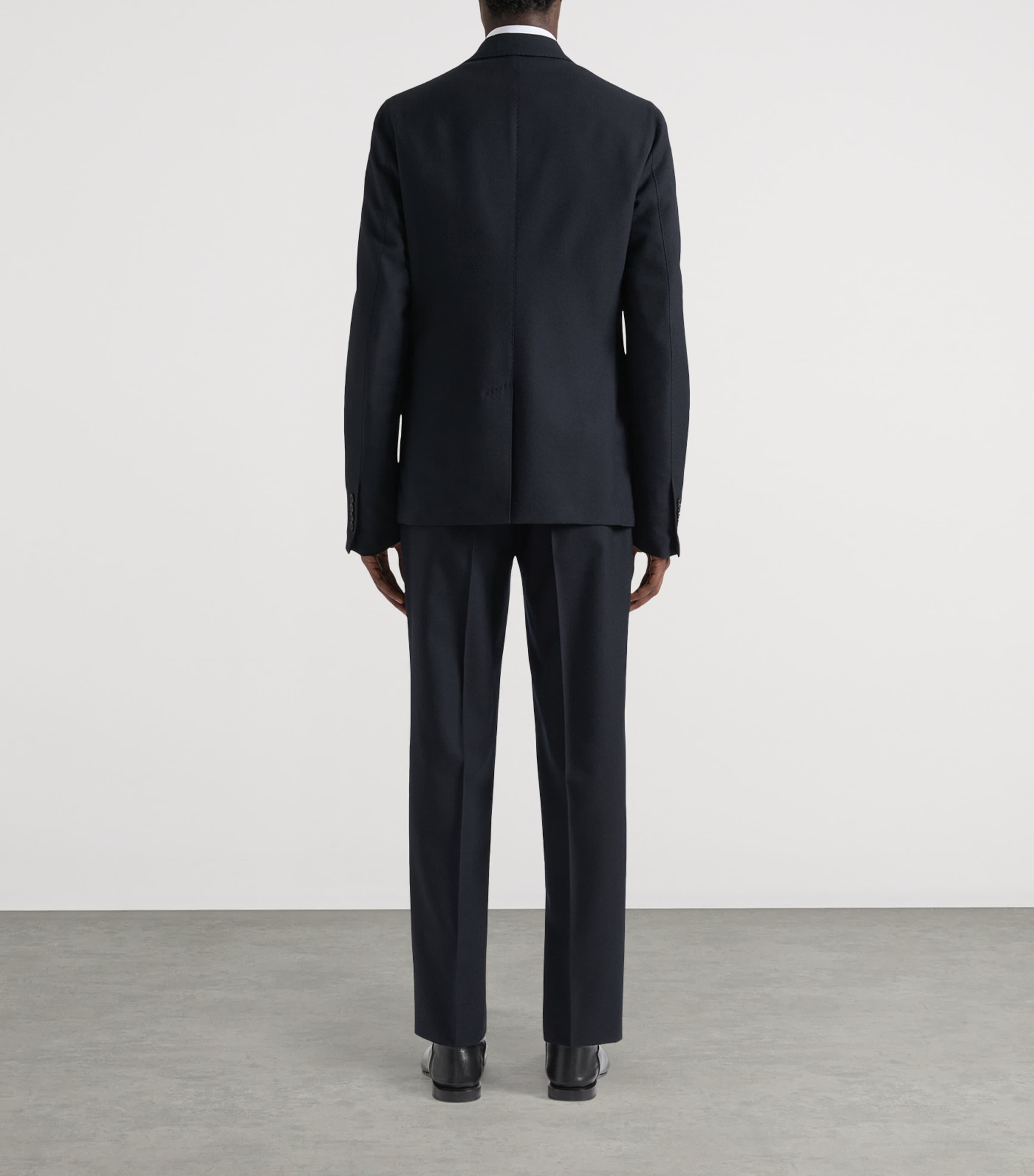 Wool Tapered Tailored Trousers BLACK Image 3