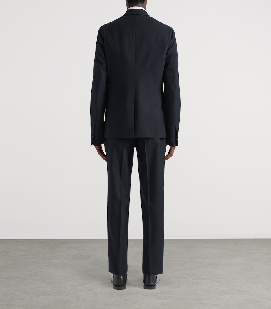 Wool Tapered Tailored Trousers BLACK Image 3