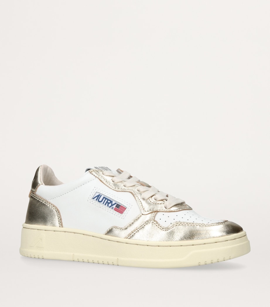 Metallic Leather Medalist Low-Top Sneakers GOLD COMB Image 3