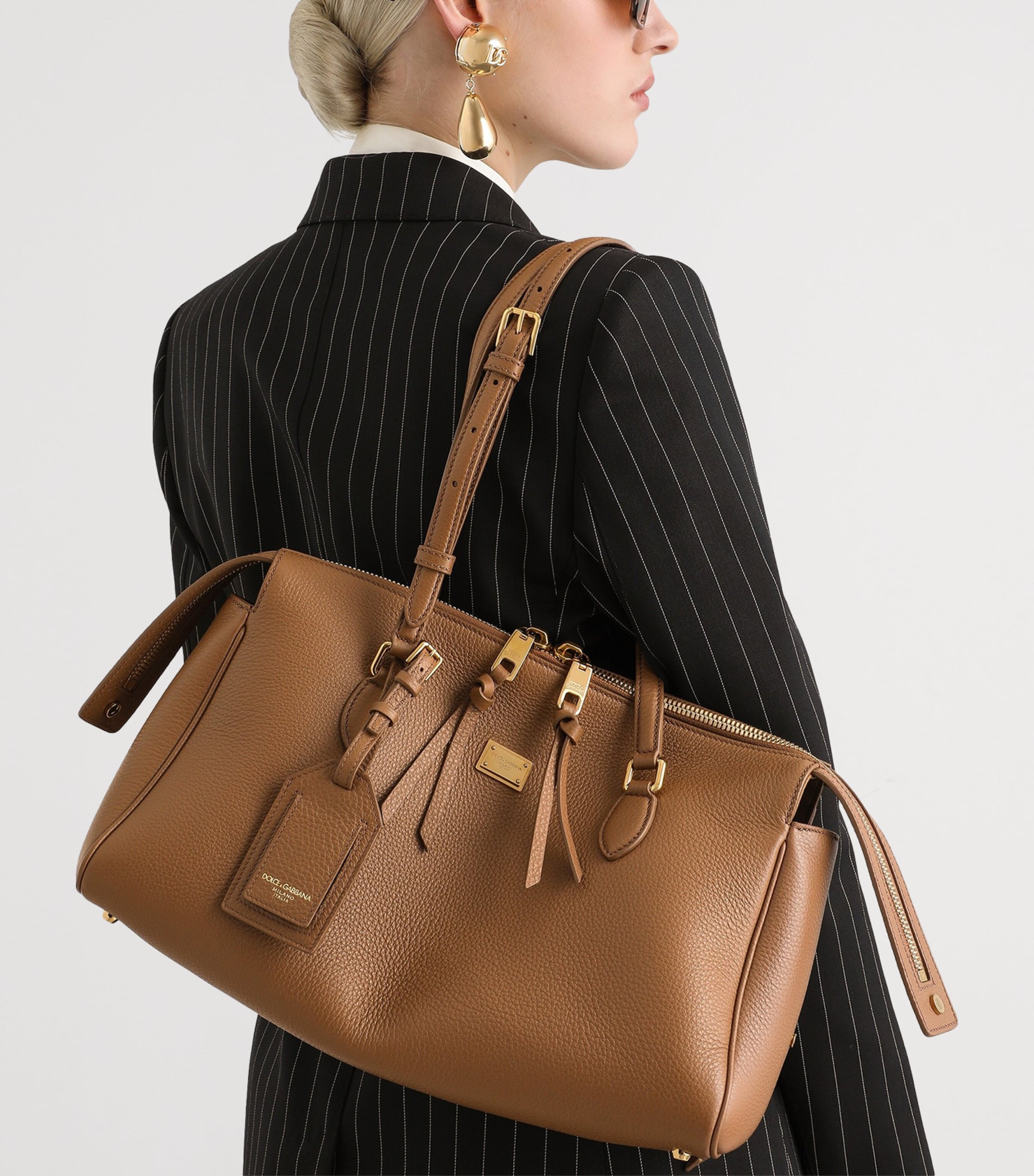 Dolce&Gabbana Calfskin Vittoria Shoulder Bag Caramello Image 3