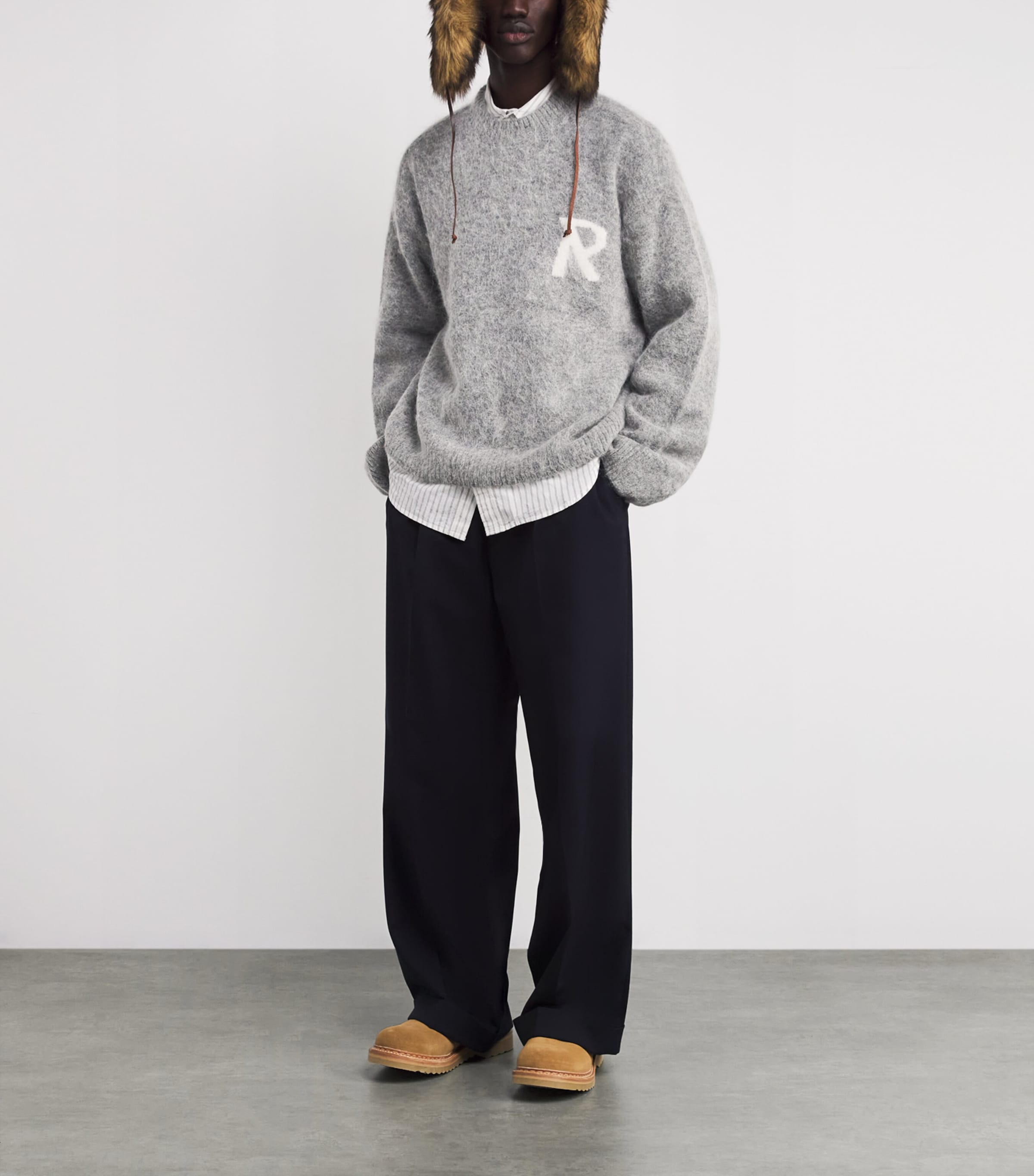 Alpaca-Blend Logo Oversized Sweater GREY Image 2