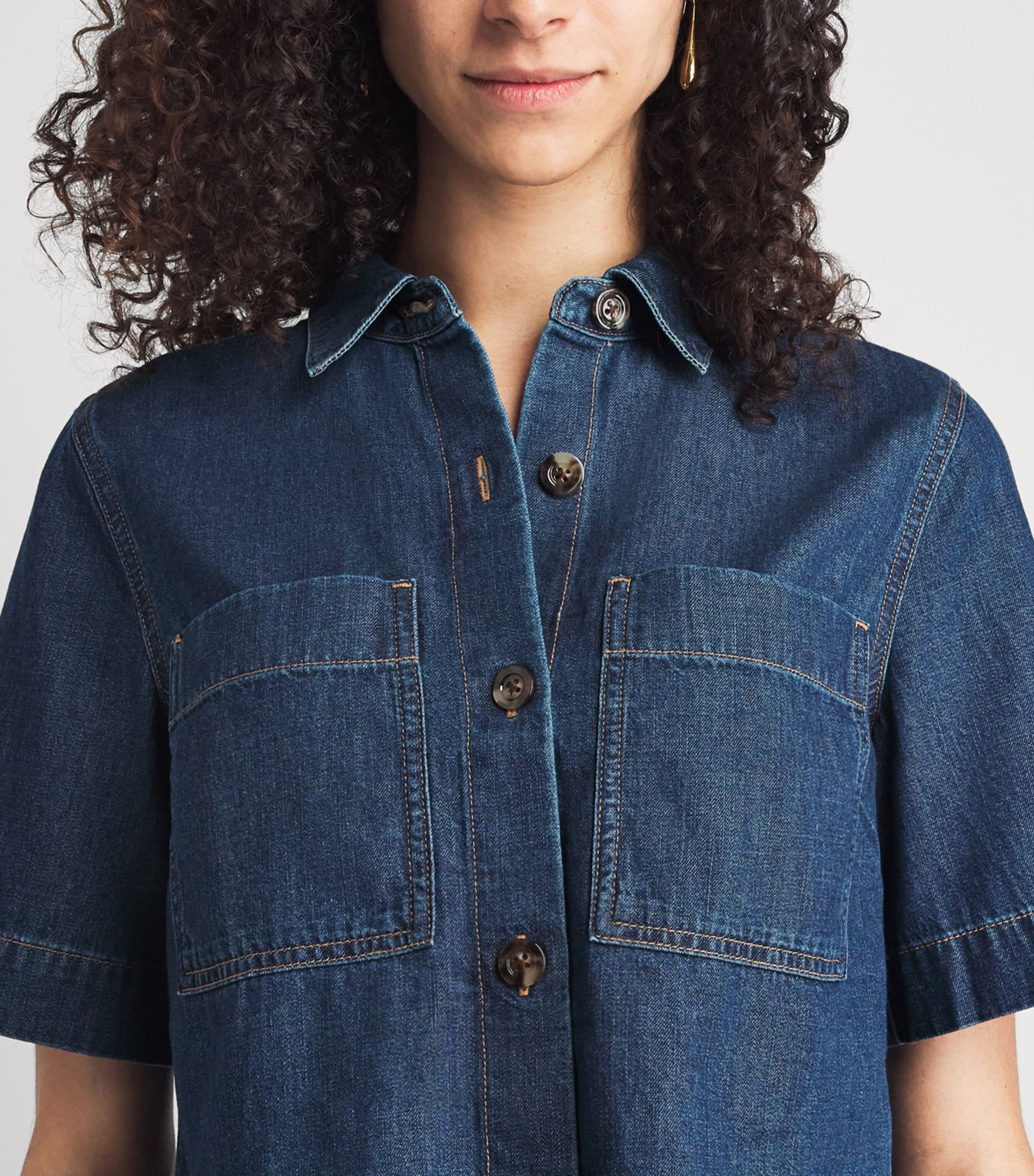 Veronica Beard Womens Chambray Spruce Shirt Starry Night Image 3