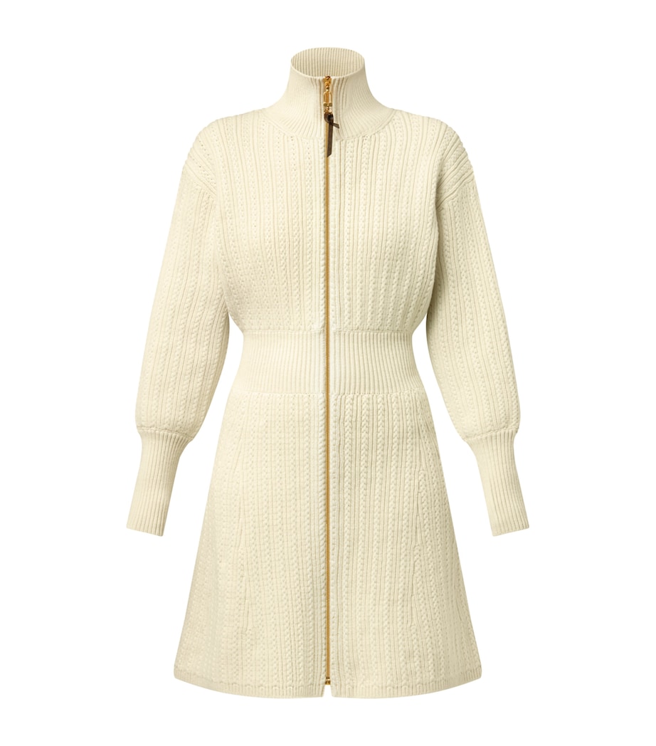 Wool-Blend Zip-Up Mini Knitted Dress MILK WHITE Image 1