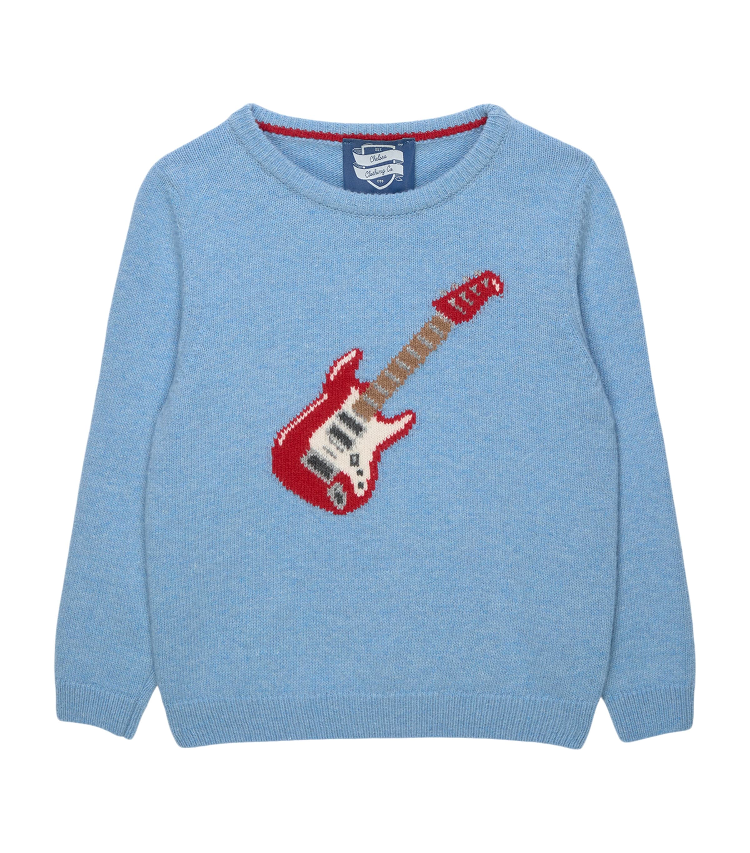 Trotters Wool-Blend Electric Guitar Sweater (6-11 Years) Blue Image 1