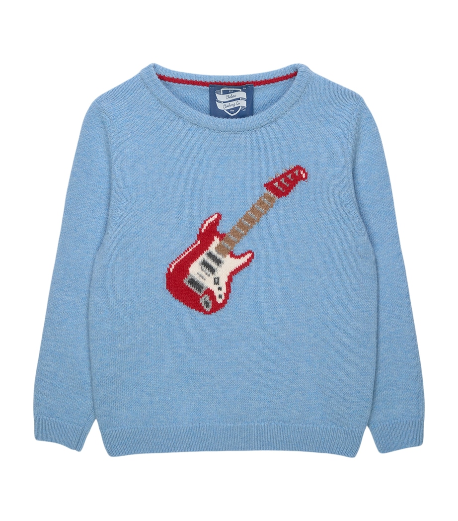 Trotters Wool-Blend Electric Guitar Sweater (6-11 Years) Blue Image 1